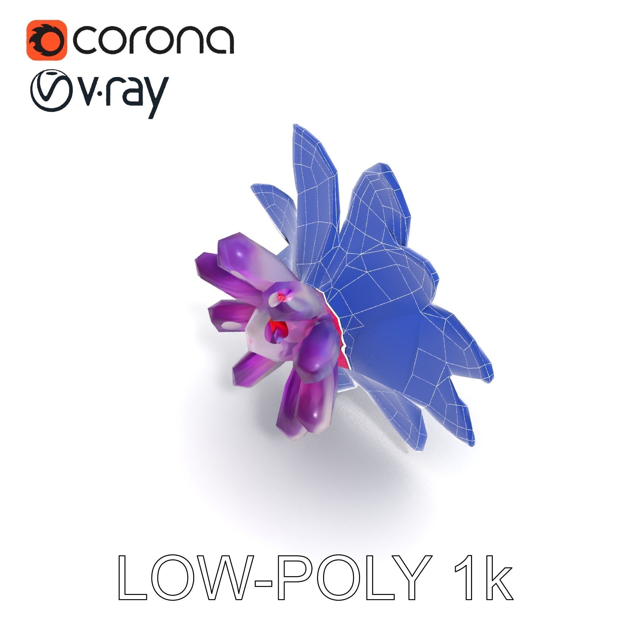 Iridescent Flower Model Pack Low-poly 3D model_15