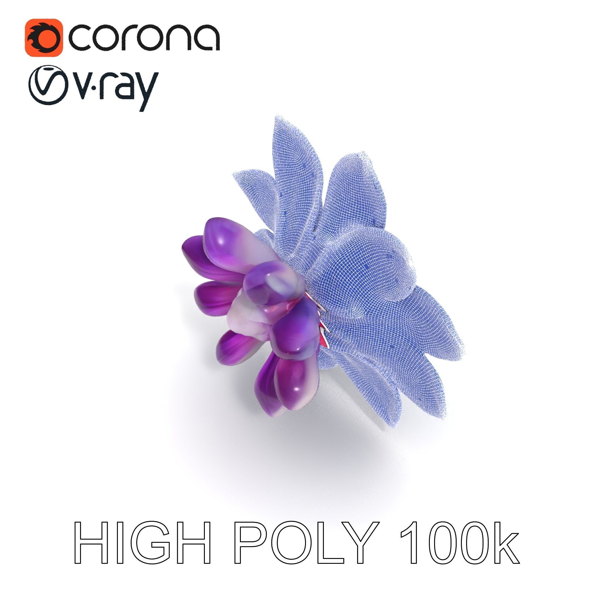 Iridescent Flower Model Pack Low-poly 3D model_24