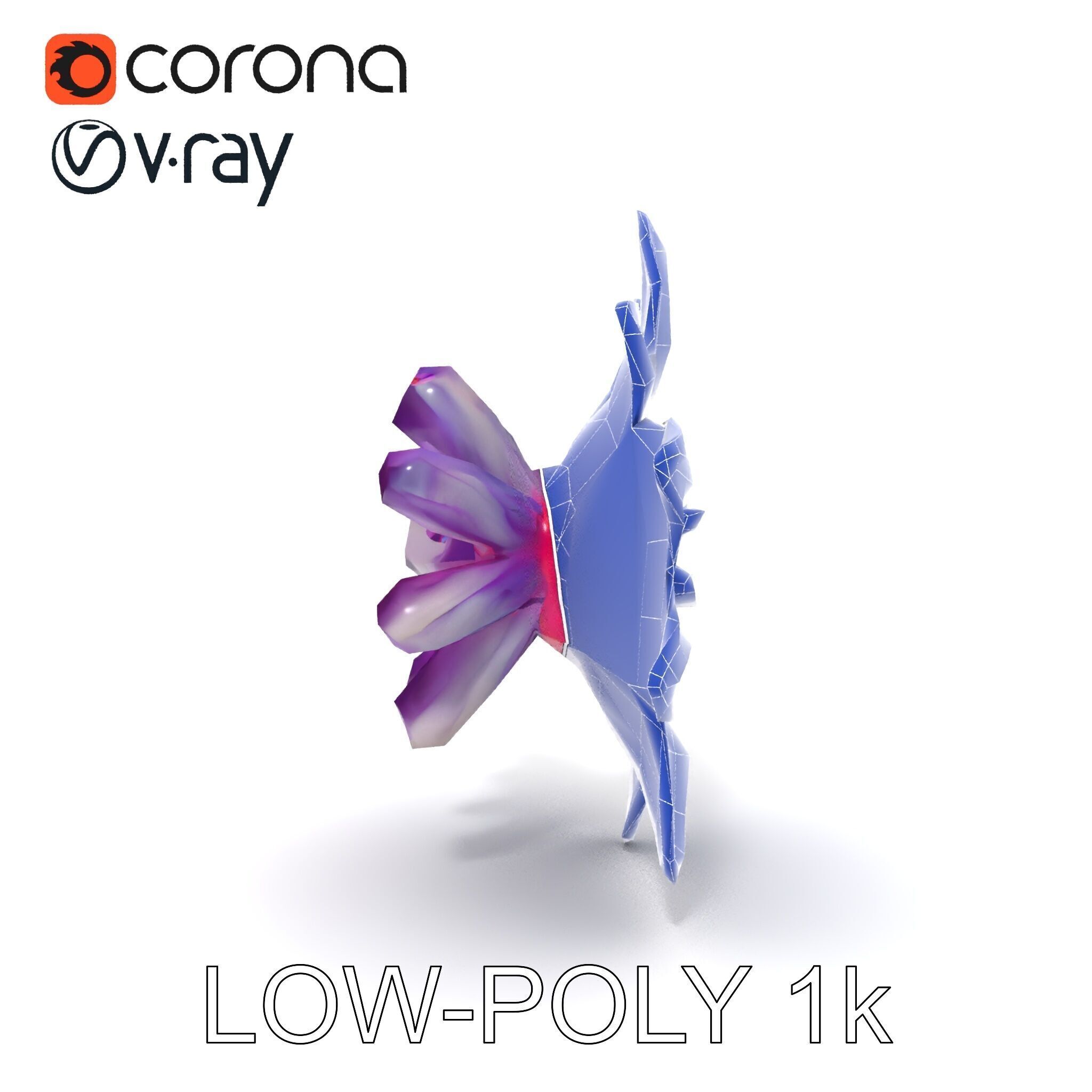 Iridescent Flower Model Pack Low-poly 3D model_7