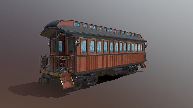 1890s train car Low-poly 3D model