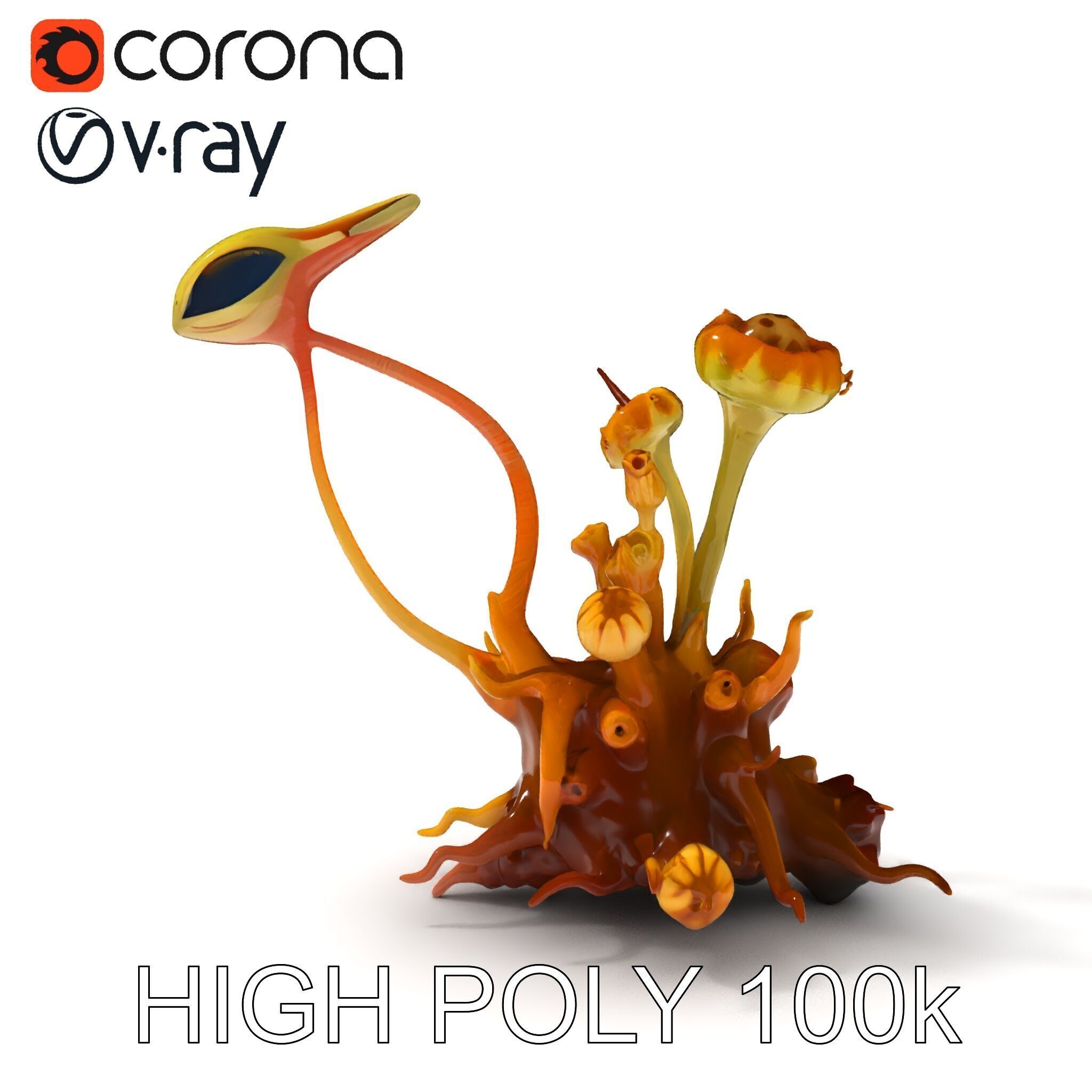 Alien Plant Creature Model Pack with PBR Textures Low-poly 3D model_21