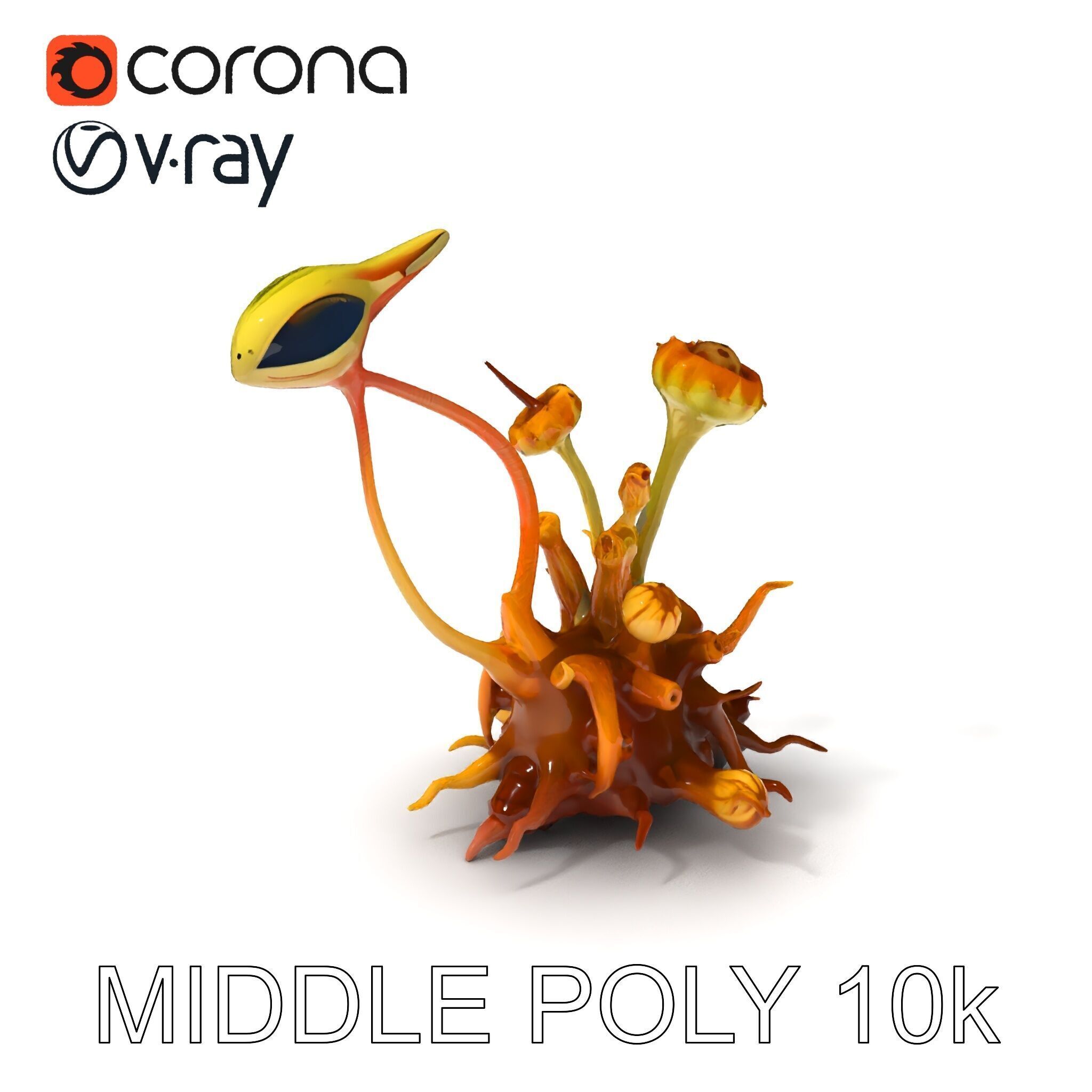 Alien Plant Creature Model Pack with PBR Textures Low-poly 3D model_24