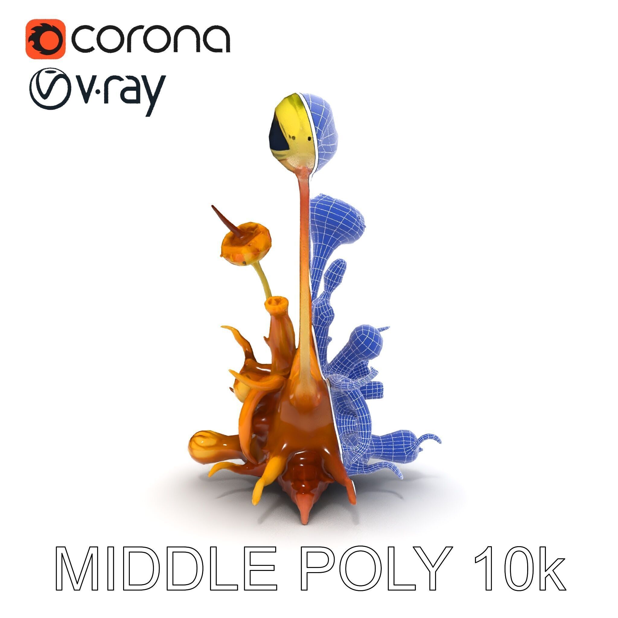 Alien Plant Creature Model Pack with PBR Textures Low-poly 3D model_6