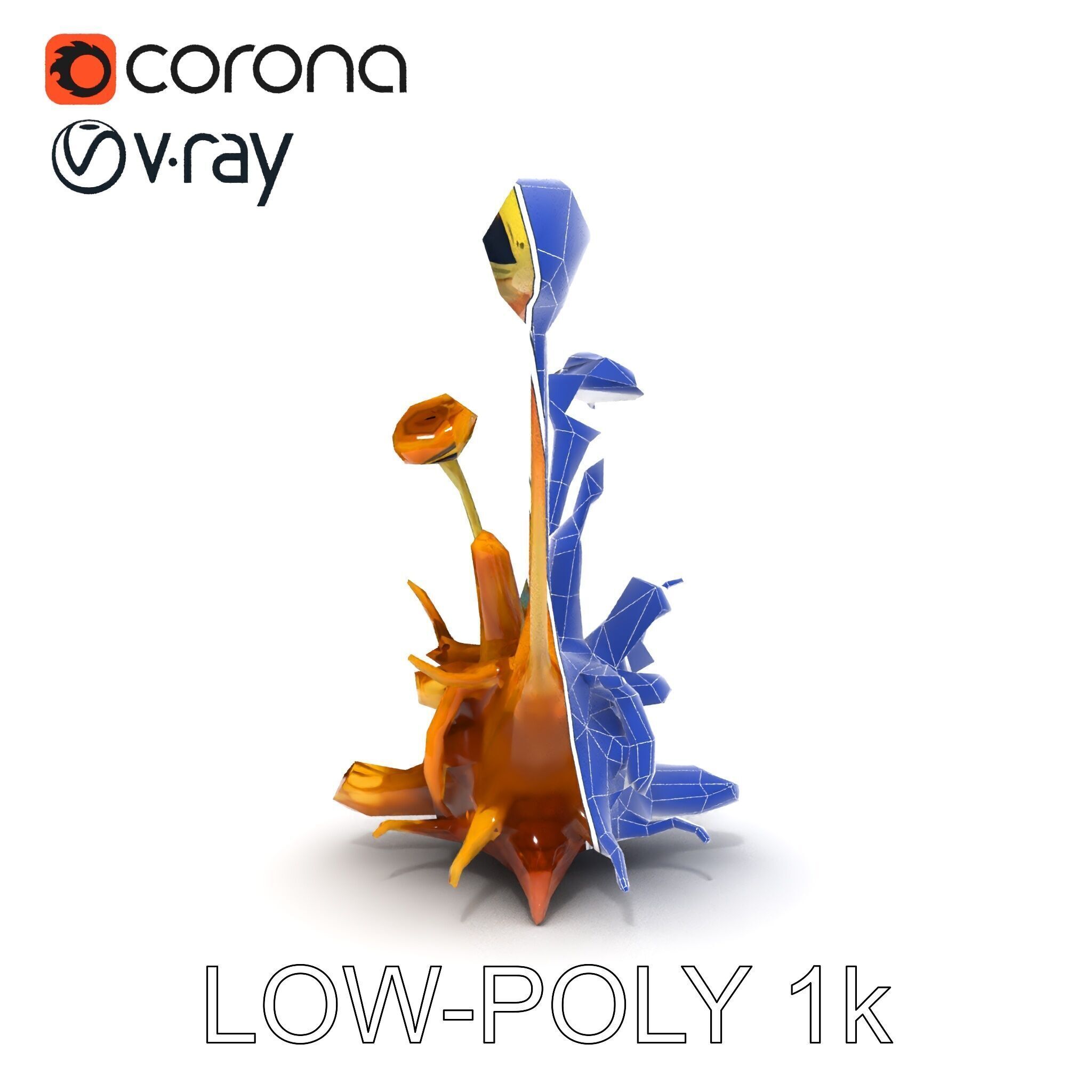 Alien Plant Creature Model Pack with PBR Textures Low-poly 3D model_20