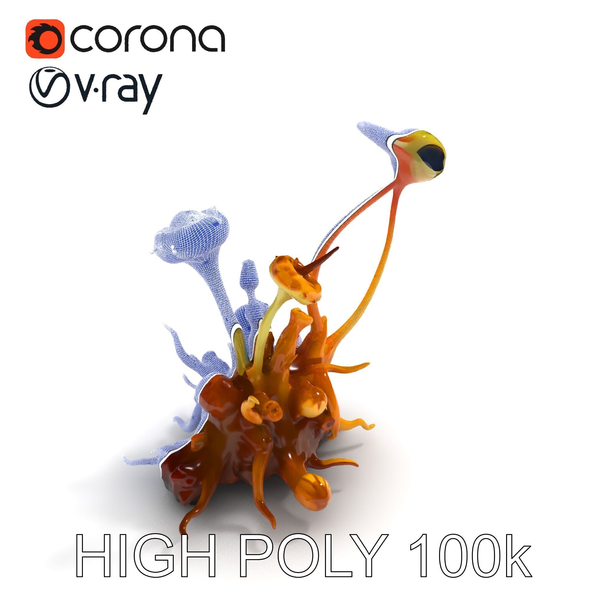 Alien Plant Creature Model Pack with PBR Textures Low-poly 3D model_29