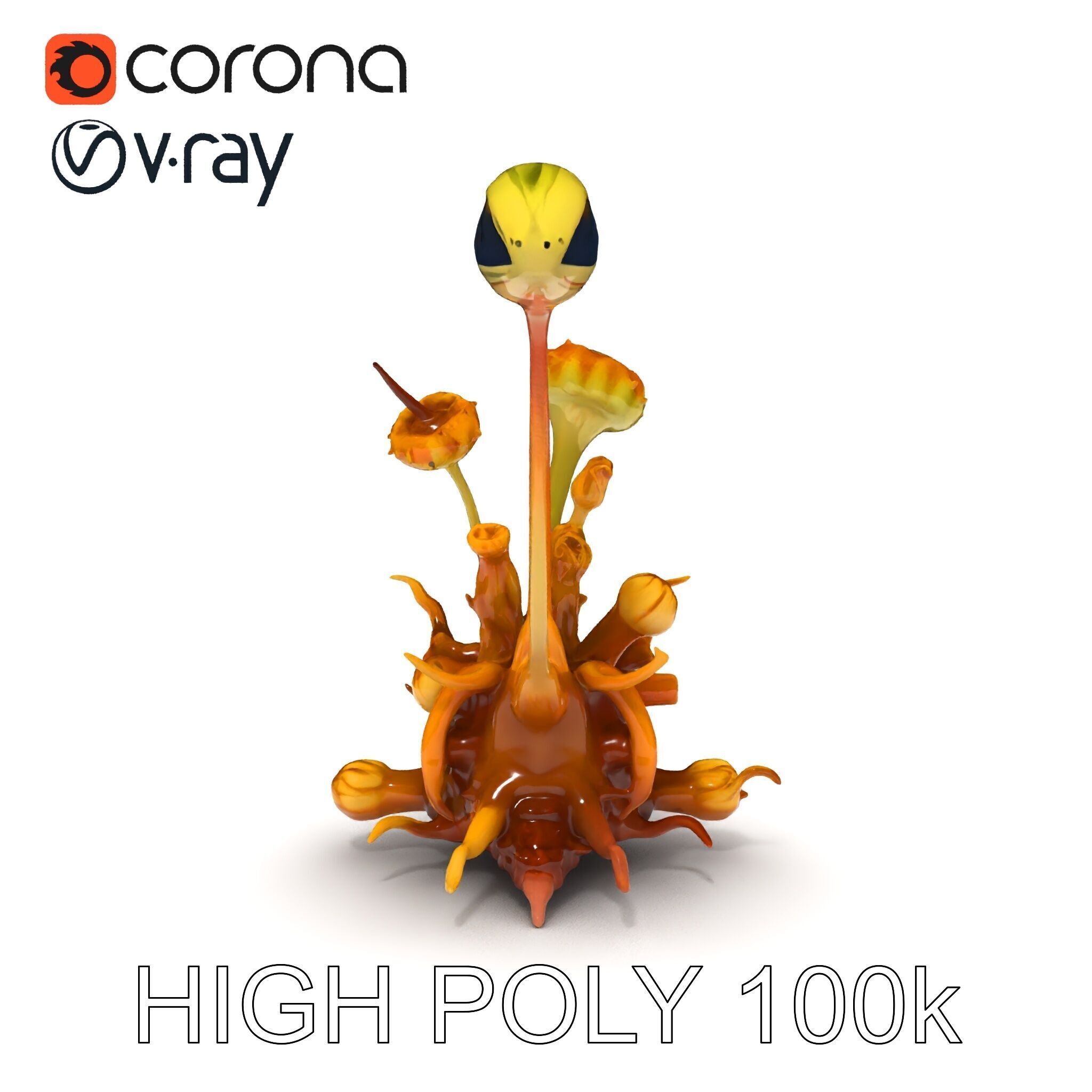 Alien Plant Creature Model Pack with PBR Textures Low-poly 3D model_8