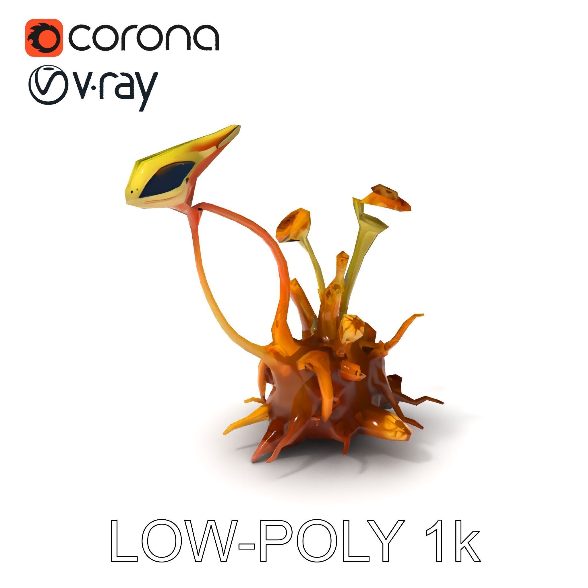Alien Plant Creature Model Pack with PBR Textures Low-poly 3D model_7