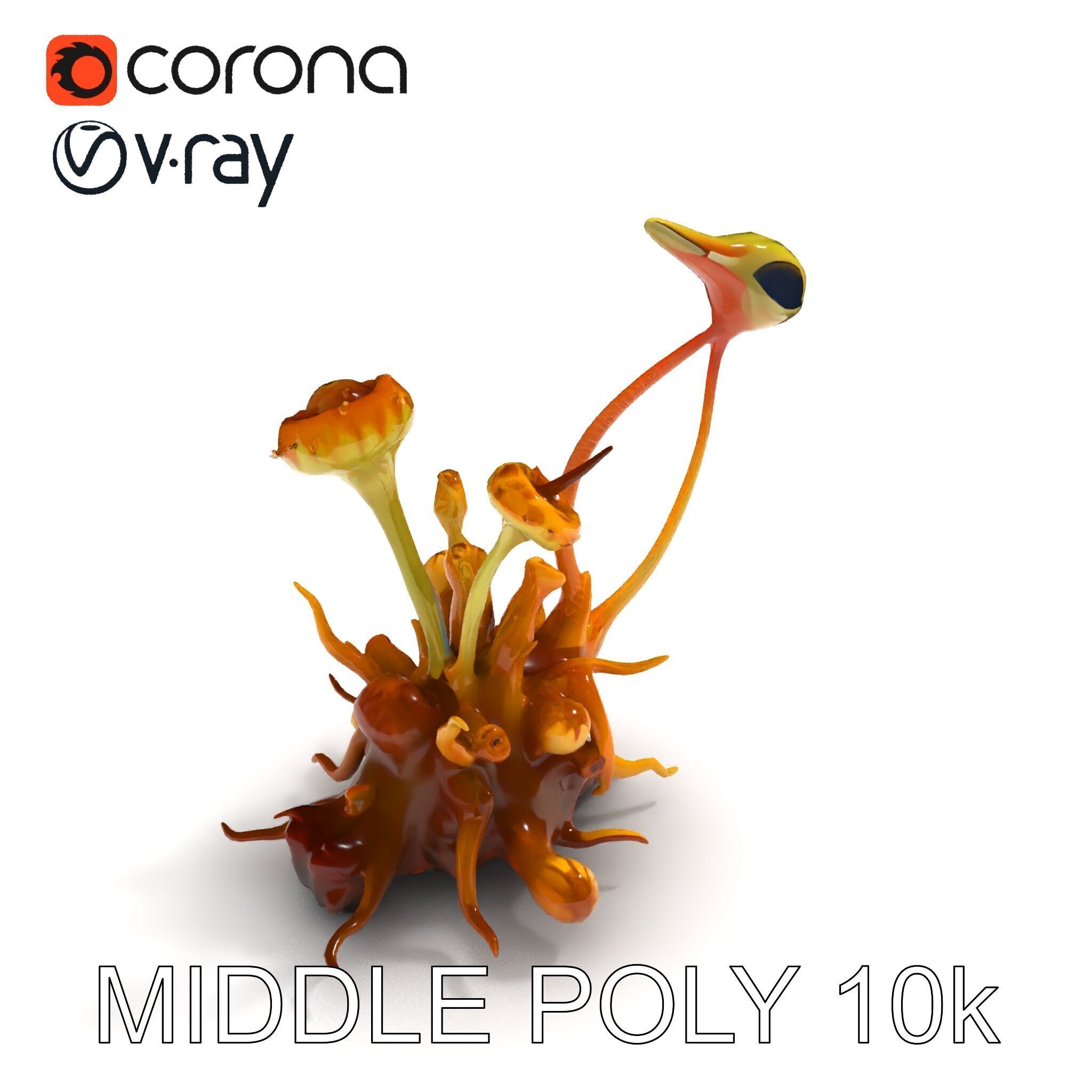Alien Plant Creature Model Pack with PBR Textures Low-poly 3D model_27