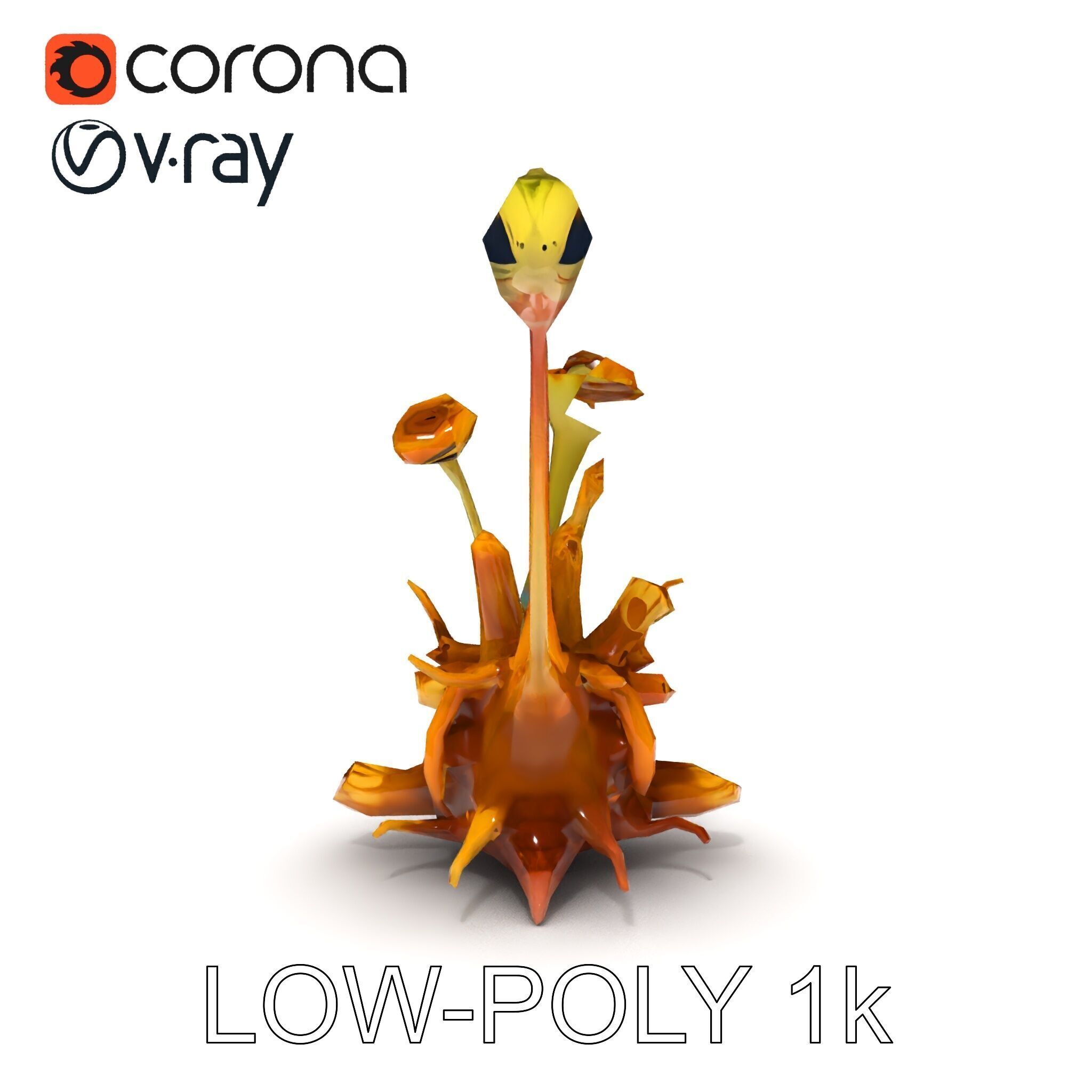 Alien Plant Creature Model Pack with PBR Textures Low-poly 3D model_16