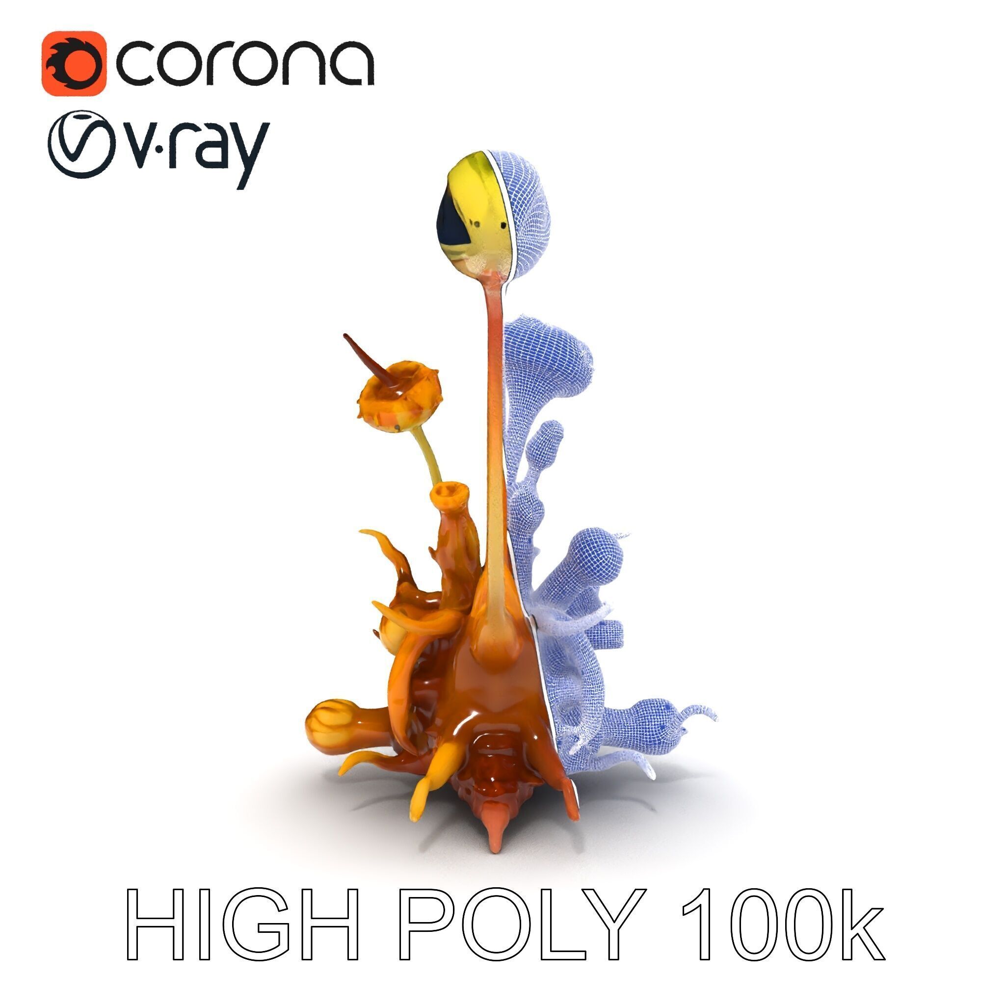 Alien Plant Creature Model Pack with PBR Textures Low-poly 3D model_34