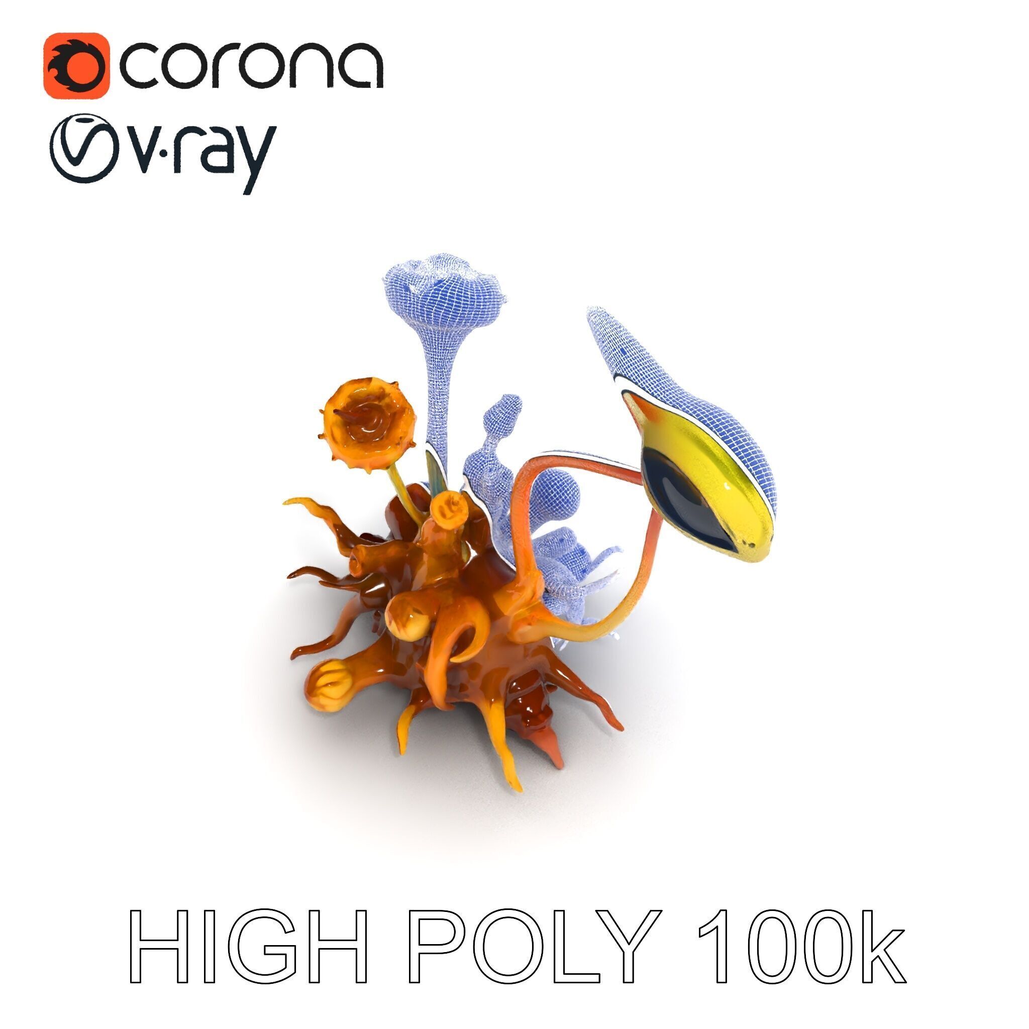 Alien Plant Creature Model Pack with PBR Textures Low-poly 3D model_26