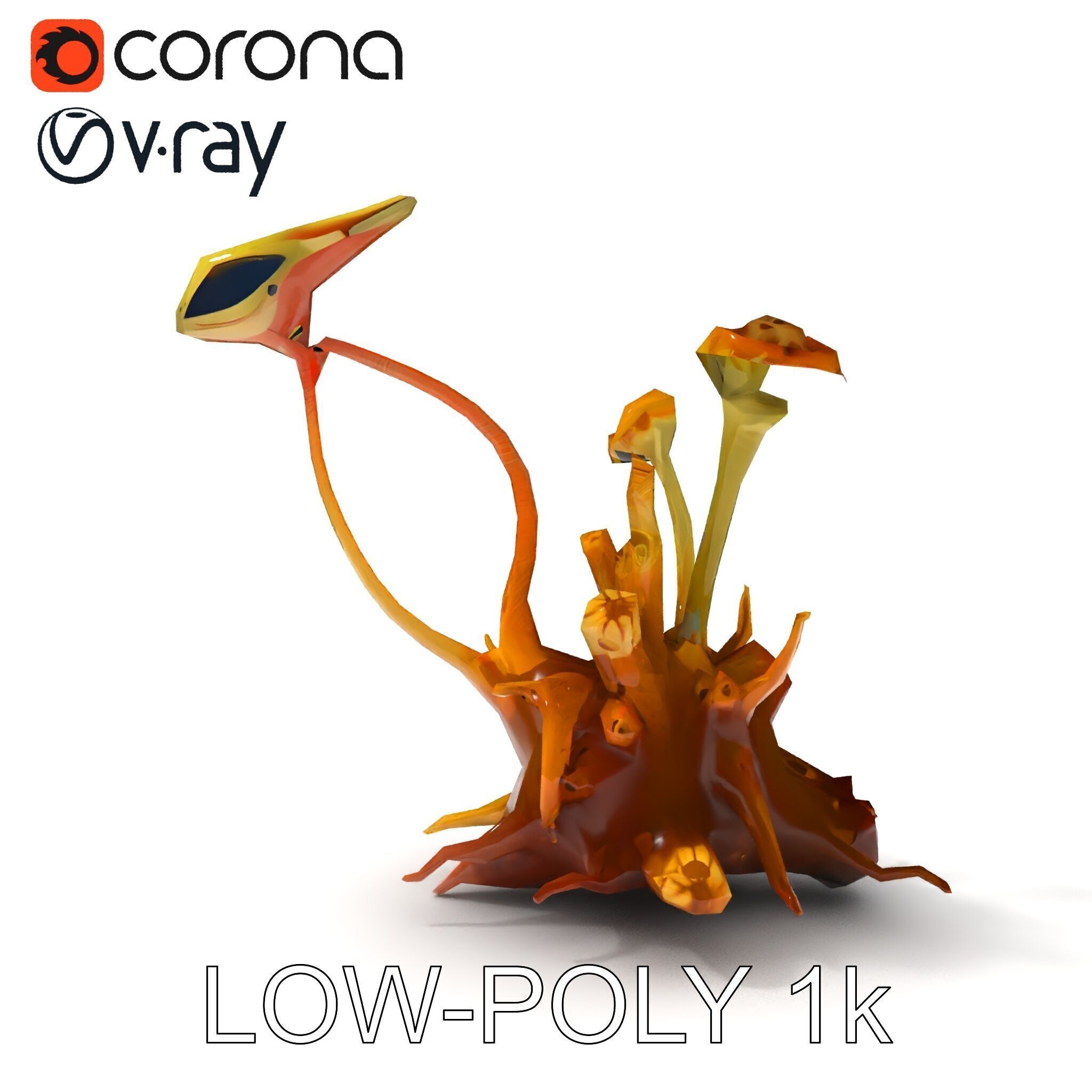 Alien Plant Creature Model Pack with PBR Textures Low-poly 3D model_10