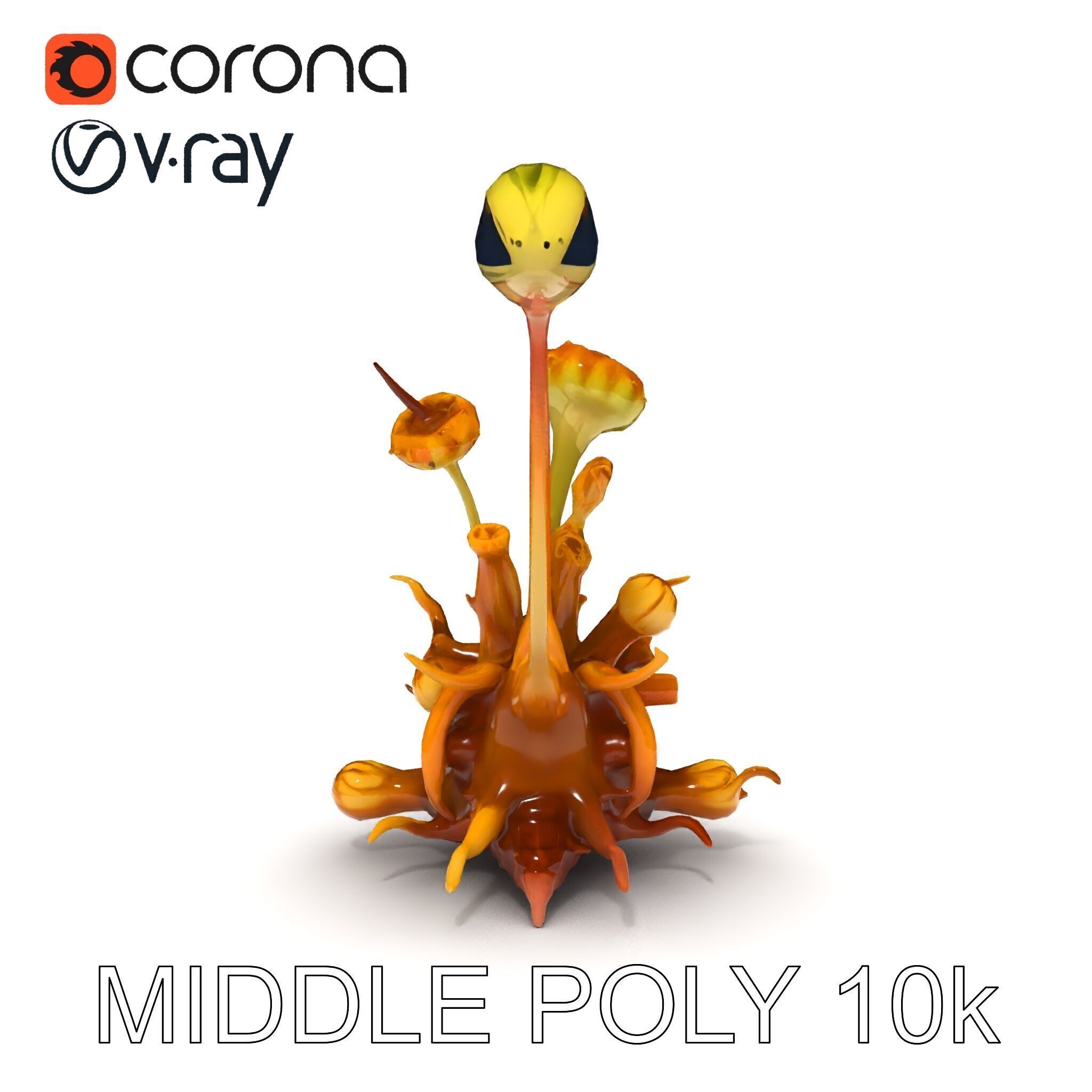 Alien Plant Creature Model Pack with PBR Textures Low-poly 3D model_30