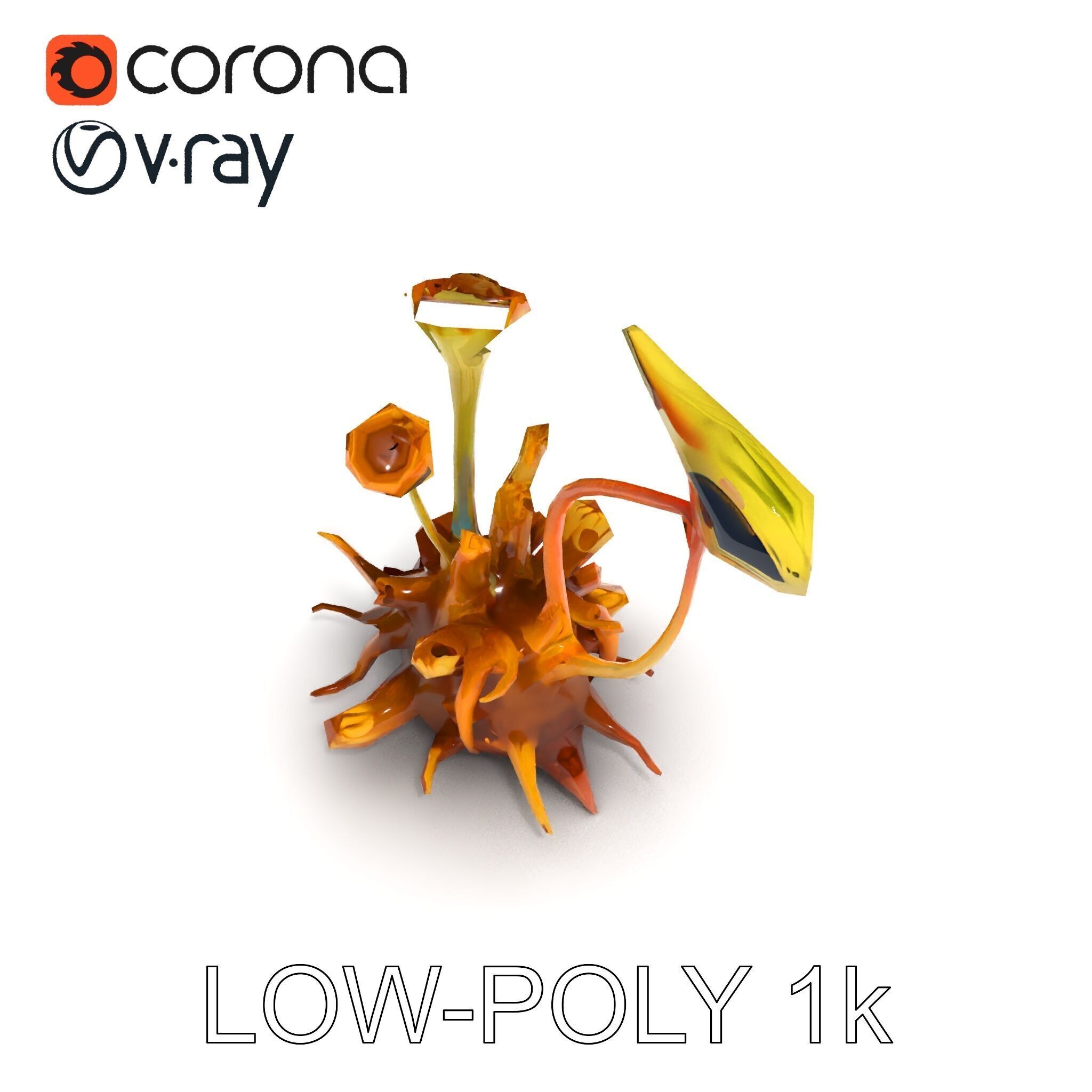 Alien Plant Creature Model Pack with PBR Textures Low-poly 3D model_23