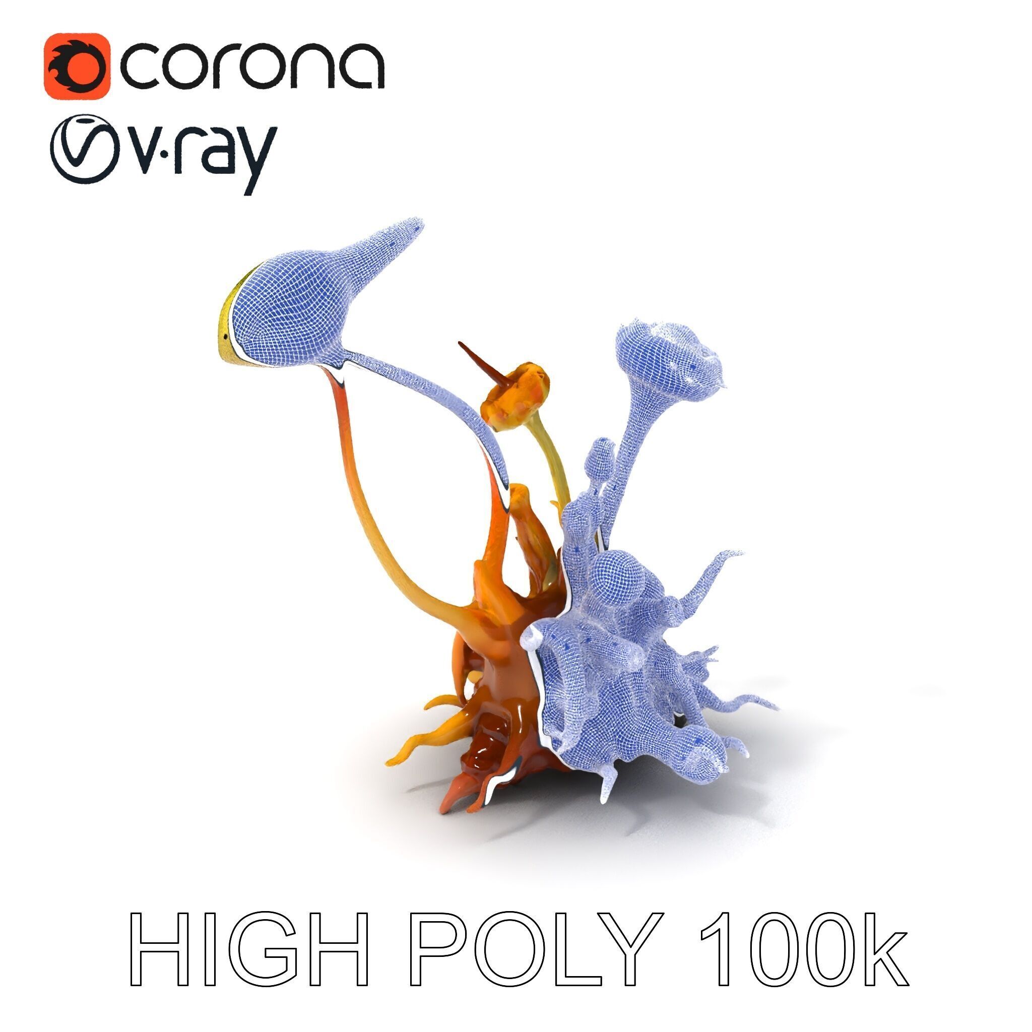 Alien Plant Creature Model Pack with PBR Textures Low-poly 3D model_4