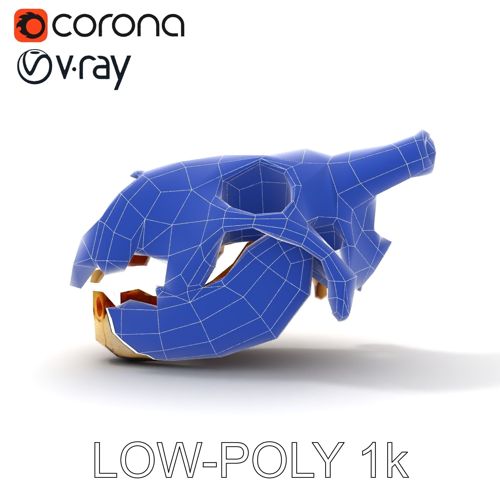 Realistic Animal Skull Model Pack for Animation Low-poly 3D model_10