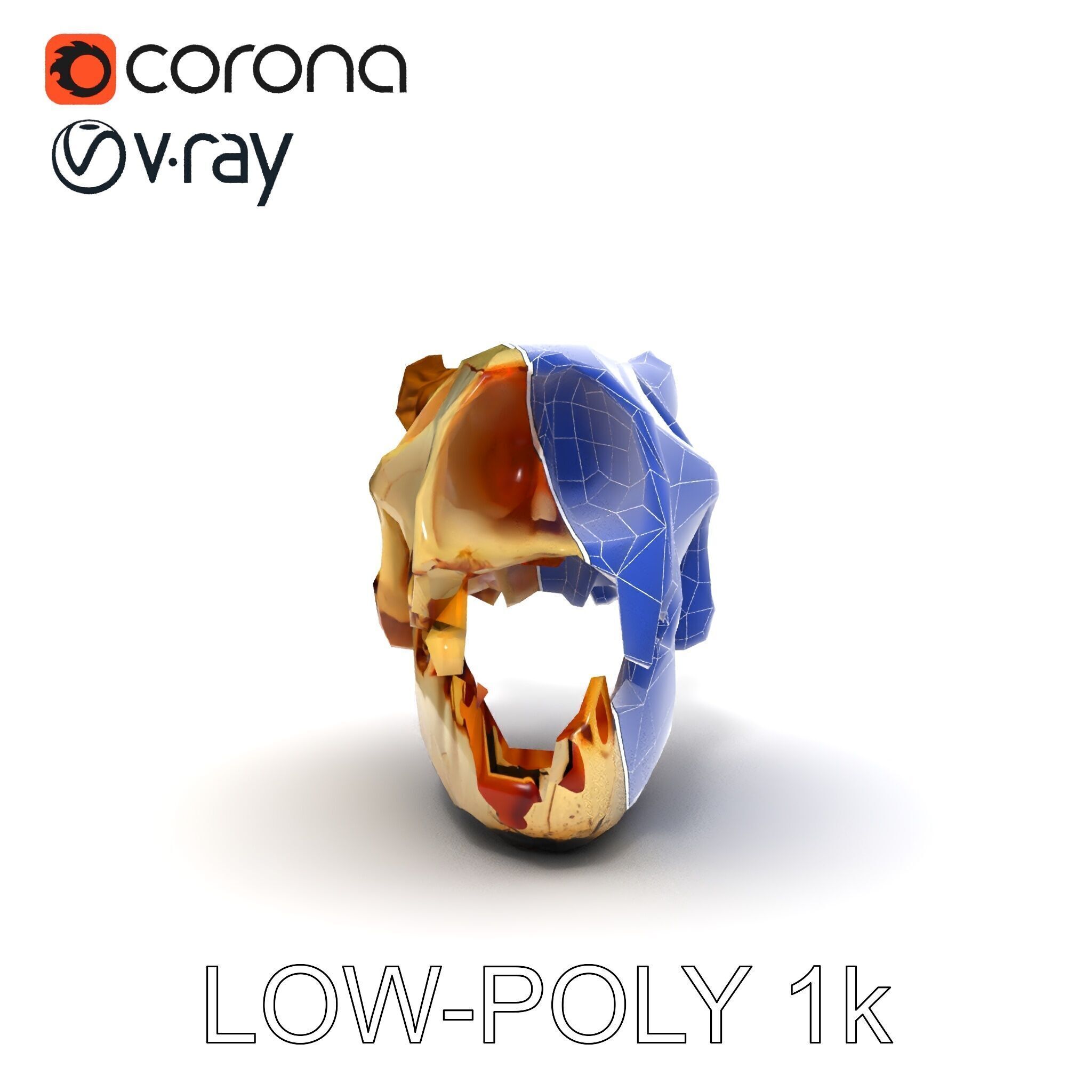 Realistic Animal Skull Model Pack for Animation Low-poly 3D model_7