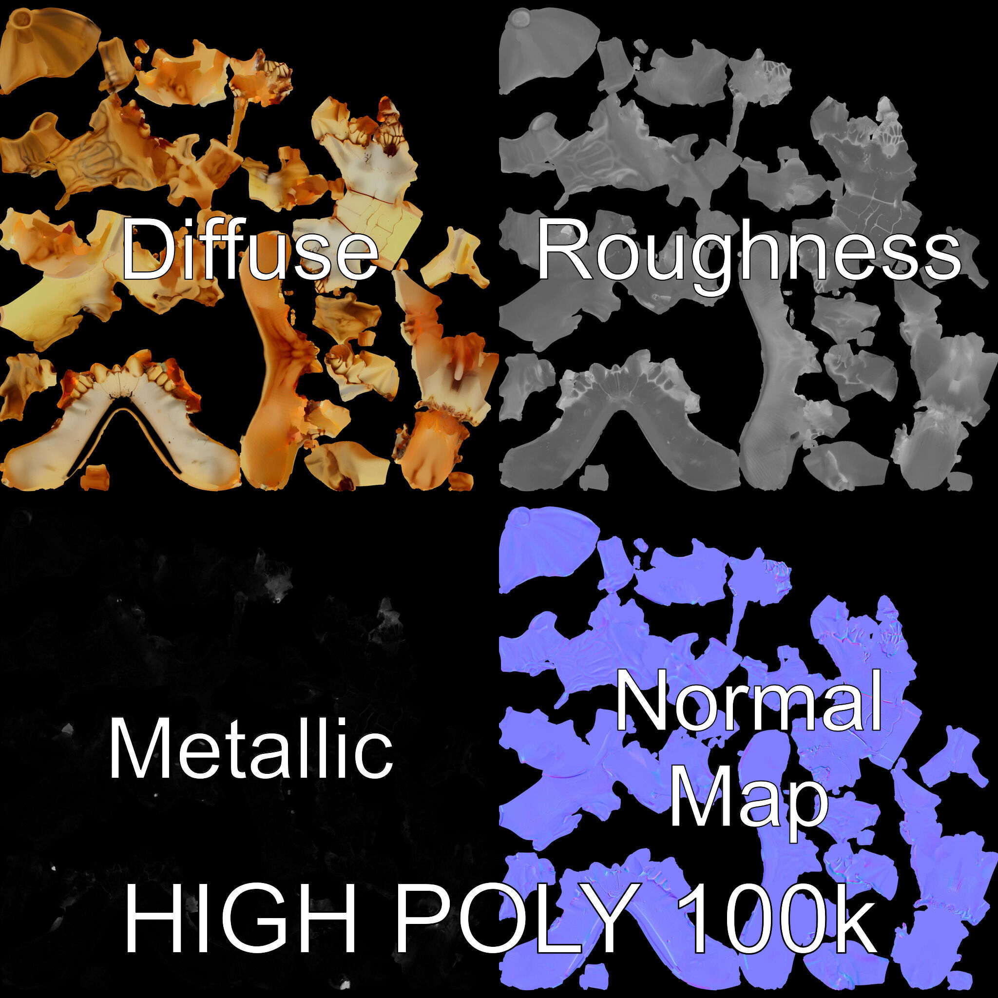 Realistic Animal Skull Model Pack for Animation Low-poly 3D model_2