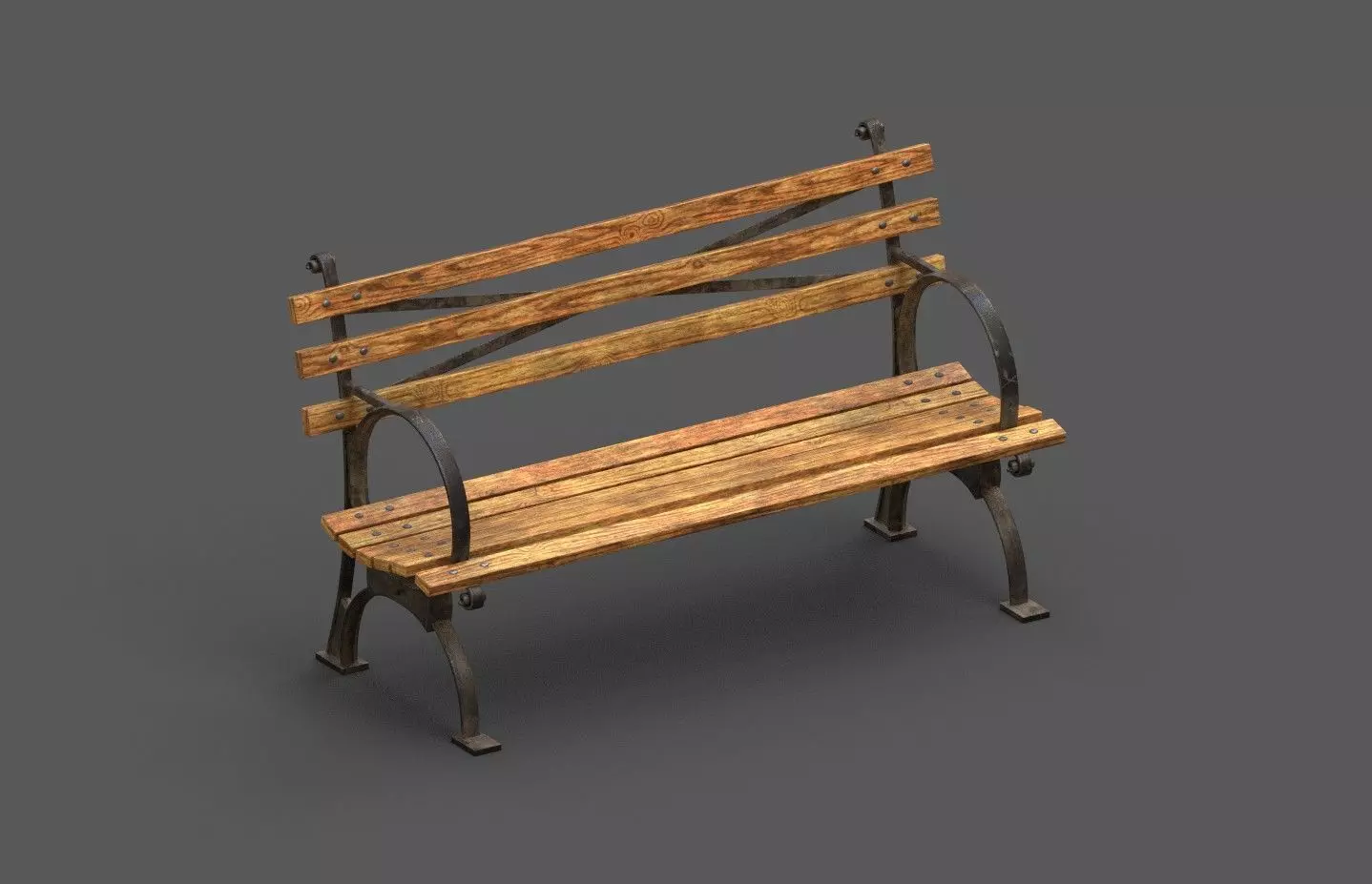 Street Bench Low-poly 3D model