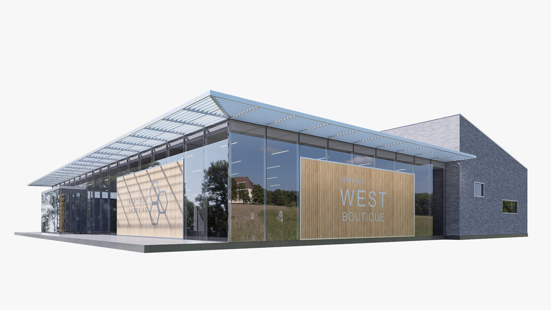 commercial building Low-poly 3D model_1