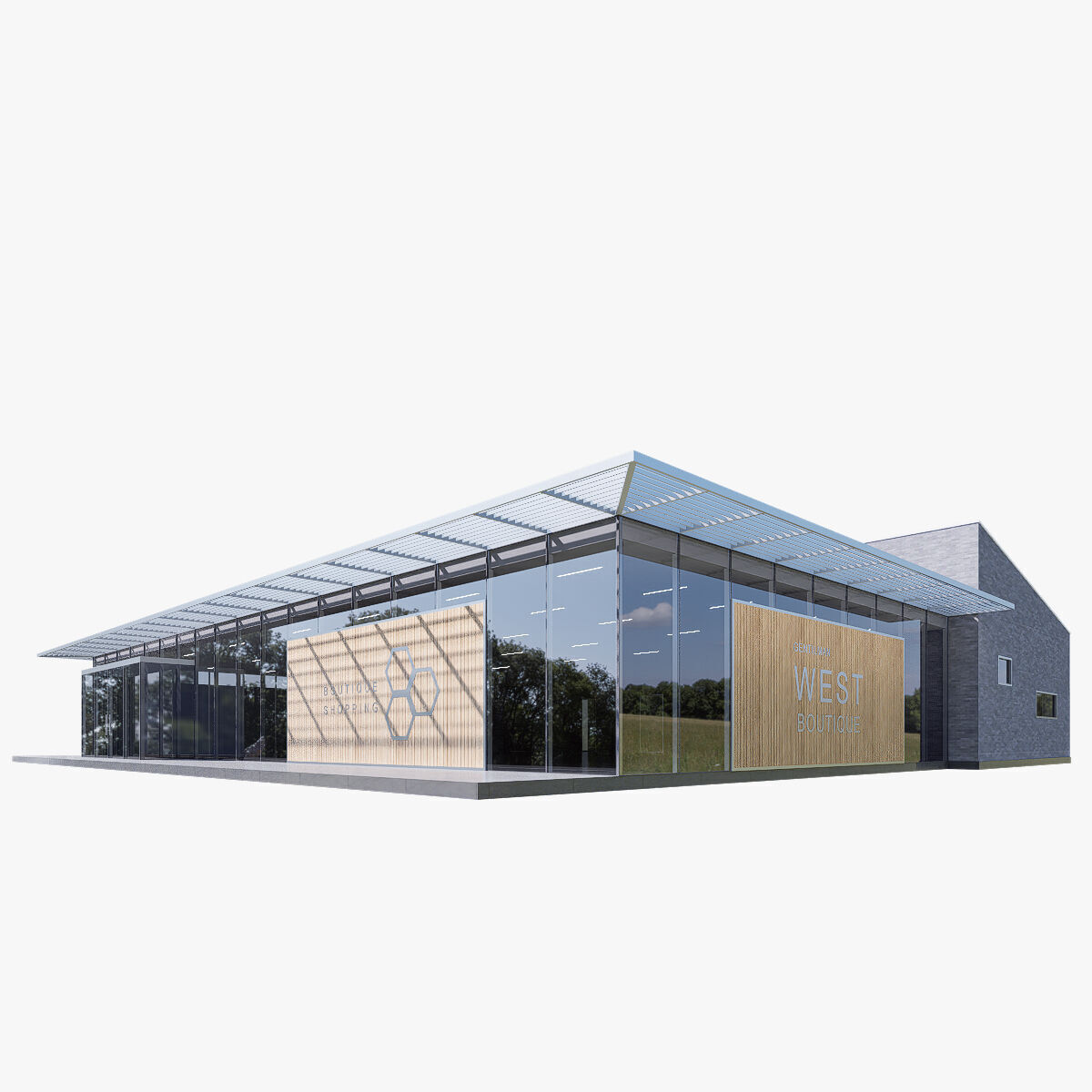 commercial building Low-poly 3D model_3