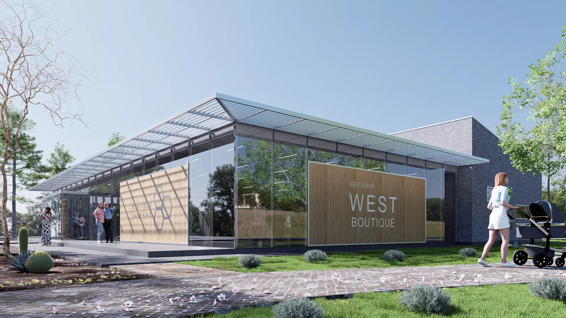 commercial building Low-poly 3D model_0