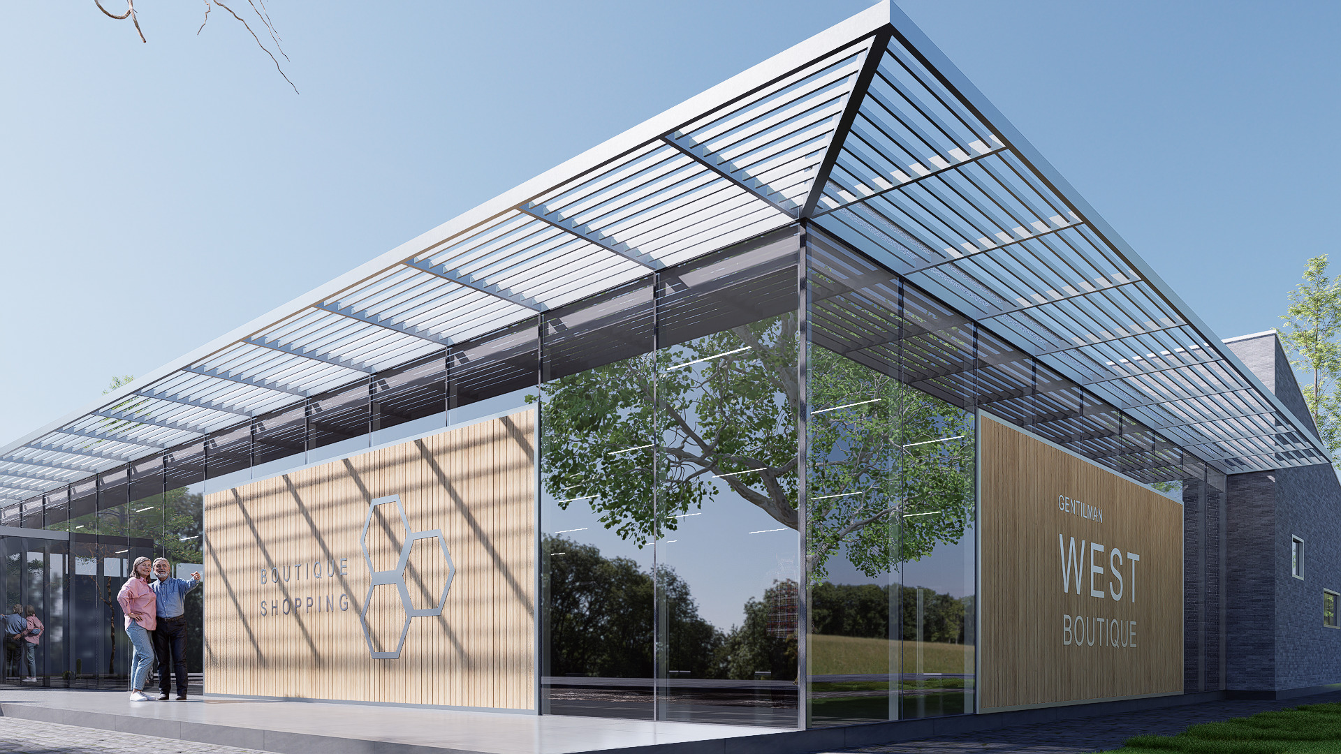 commercial building Low-poly 3D model_2