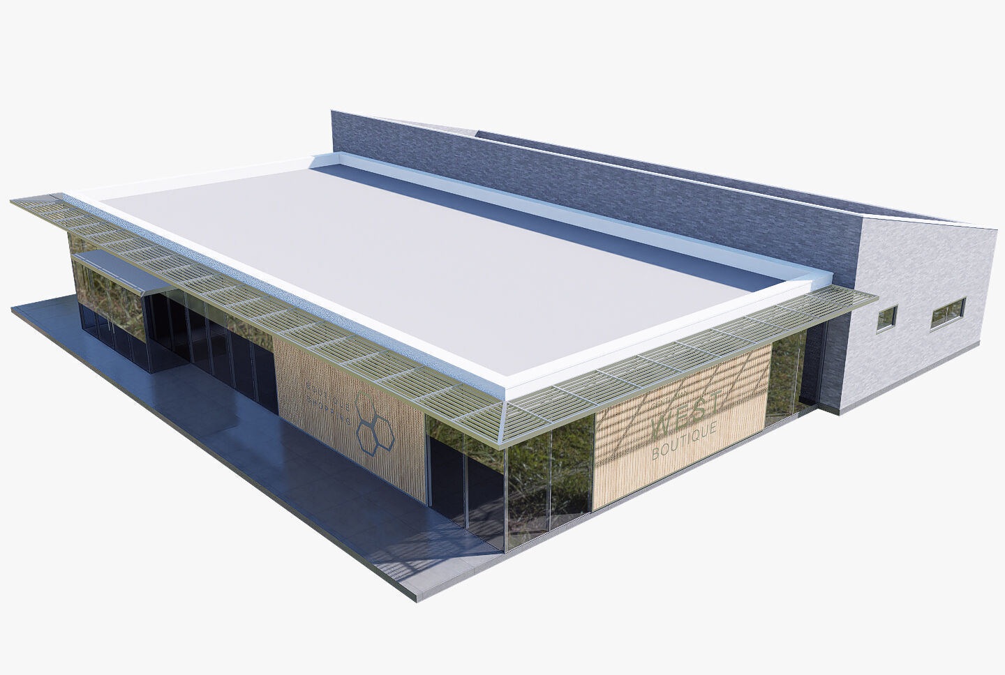 commercial building Low-poly 3D model_9