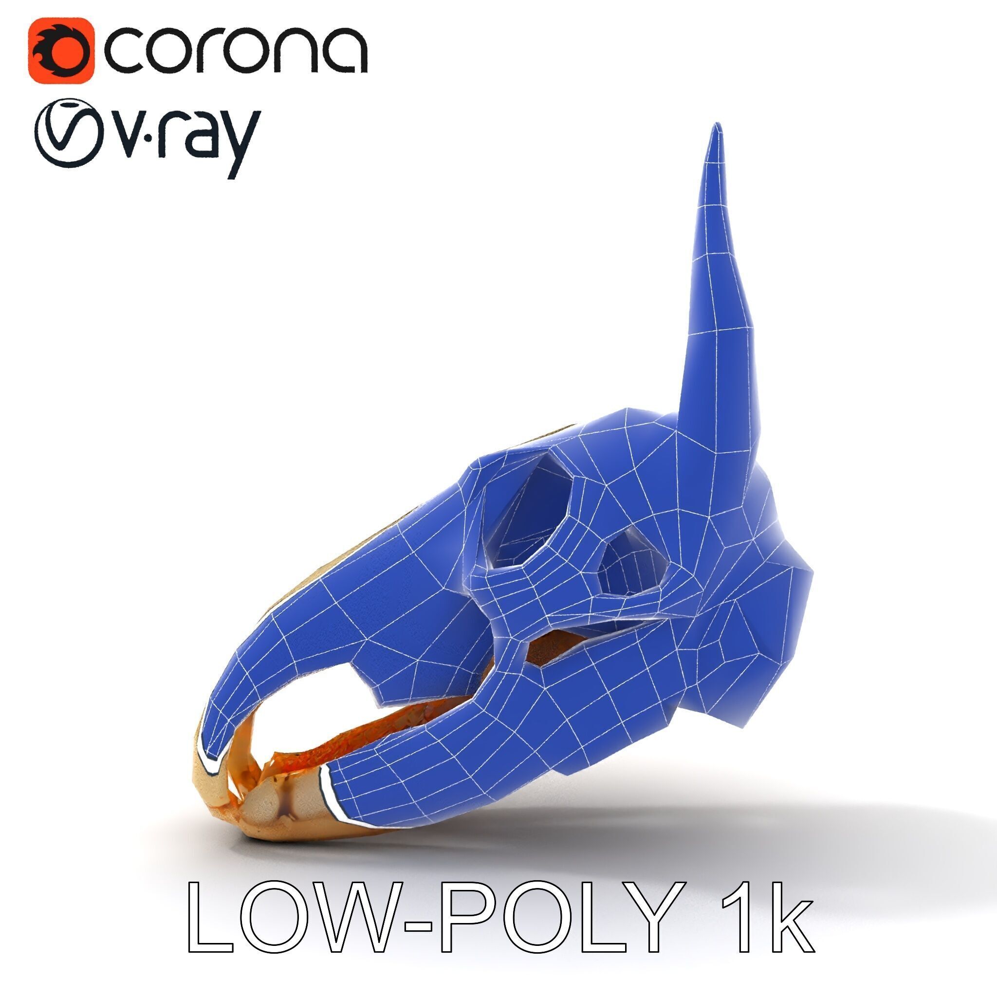 Horned Animal Skull D Model Pack Low-poly 3D model_10