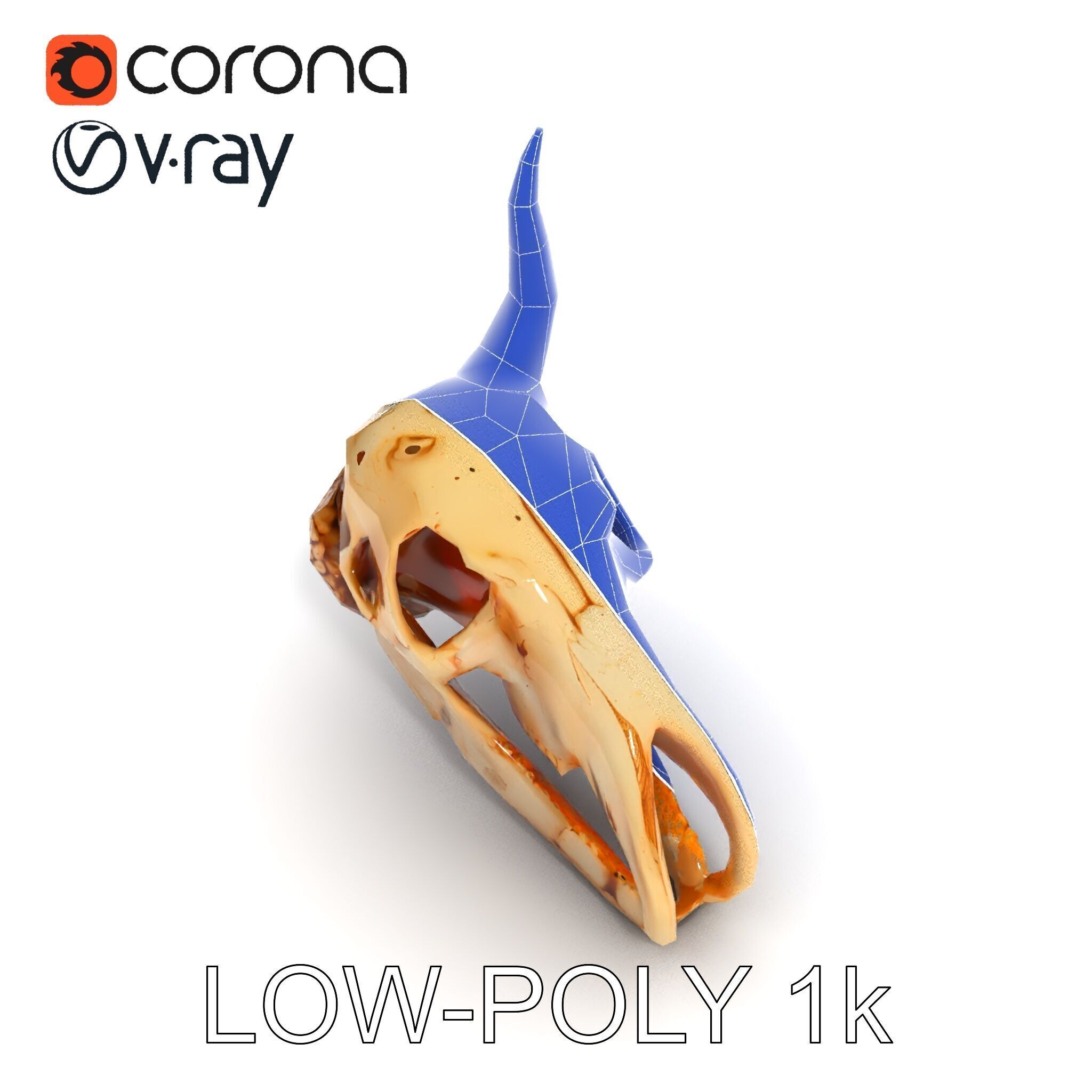 Horned Animal Skull D Model Pack Low-poly 3D model_34