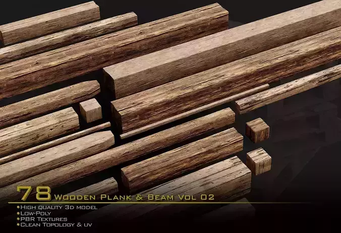 Wooden Plank and Beam Vol 02 Medieval 3D Asset Pack