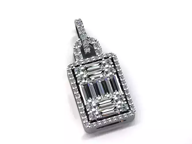 Baguette and Round Diamond Brilliant 3D print model