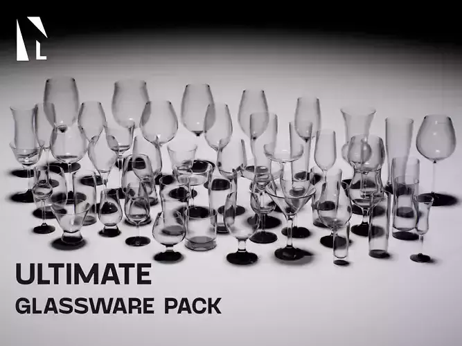 Ultimate Glassware Pack Low-poly 3D model