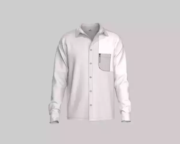 Mens shirt with long sleeve and pocket detailing 3D model