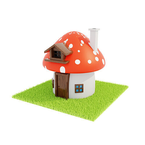 Smurf House 3D Model  Fantasy Cartoon Mushroom House Low-poly 3D model