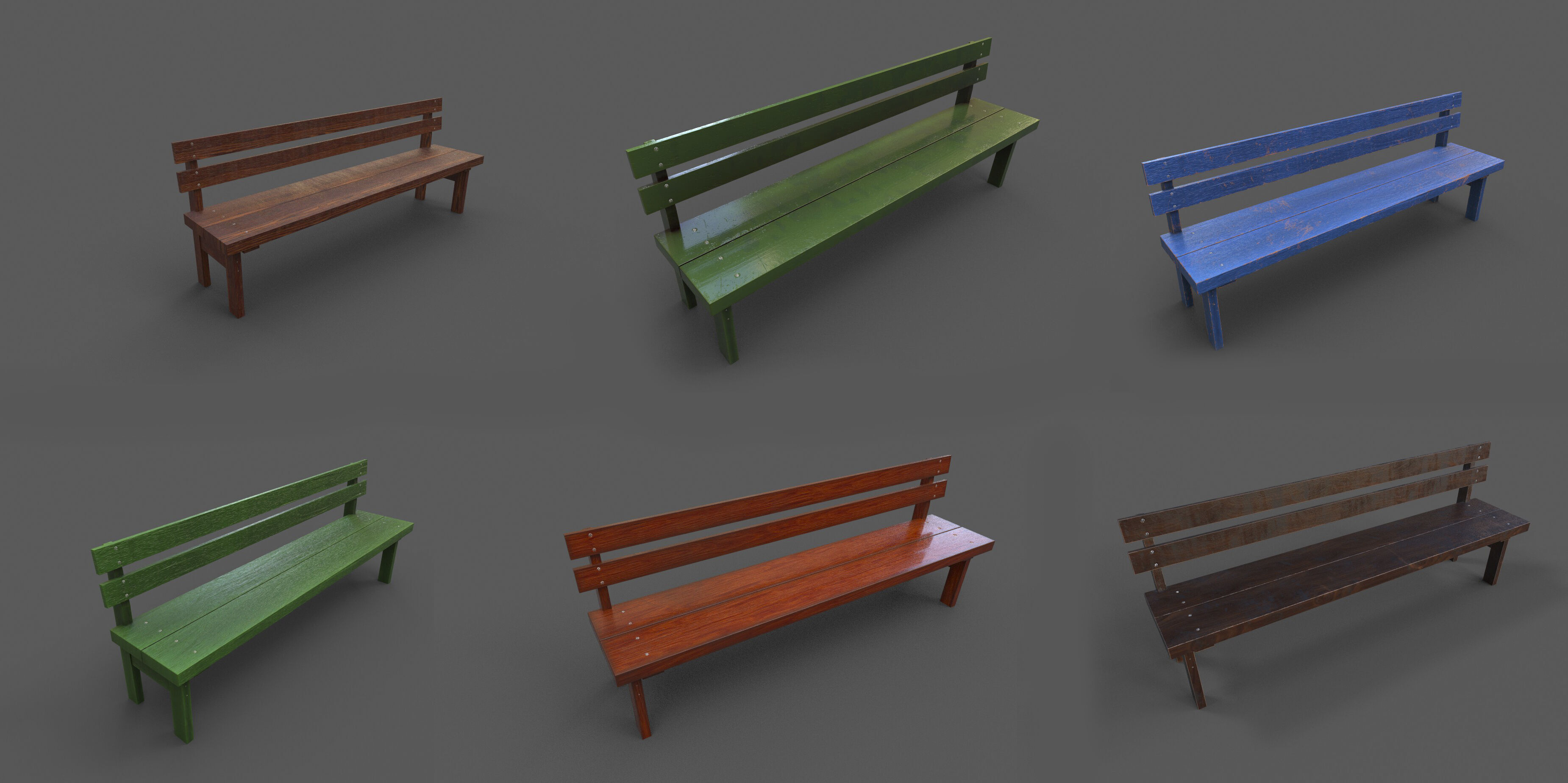 Mega Pack 32 Street Bench Low-poly 3D model_5