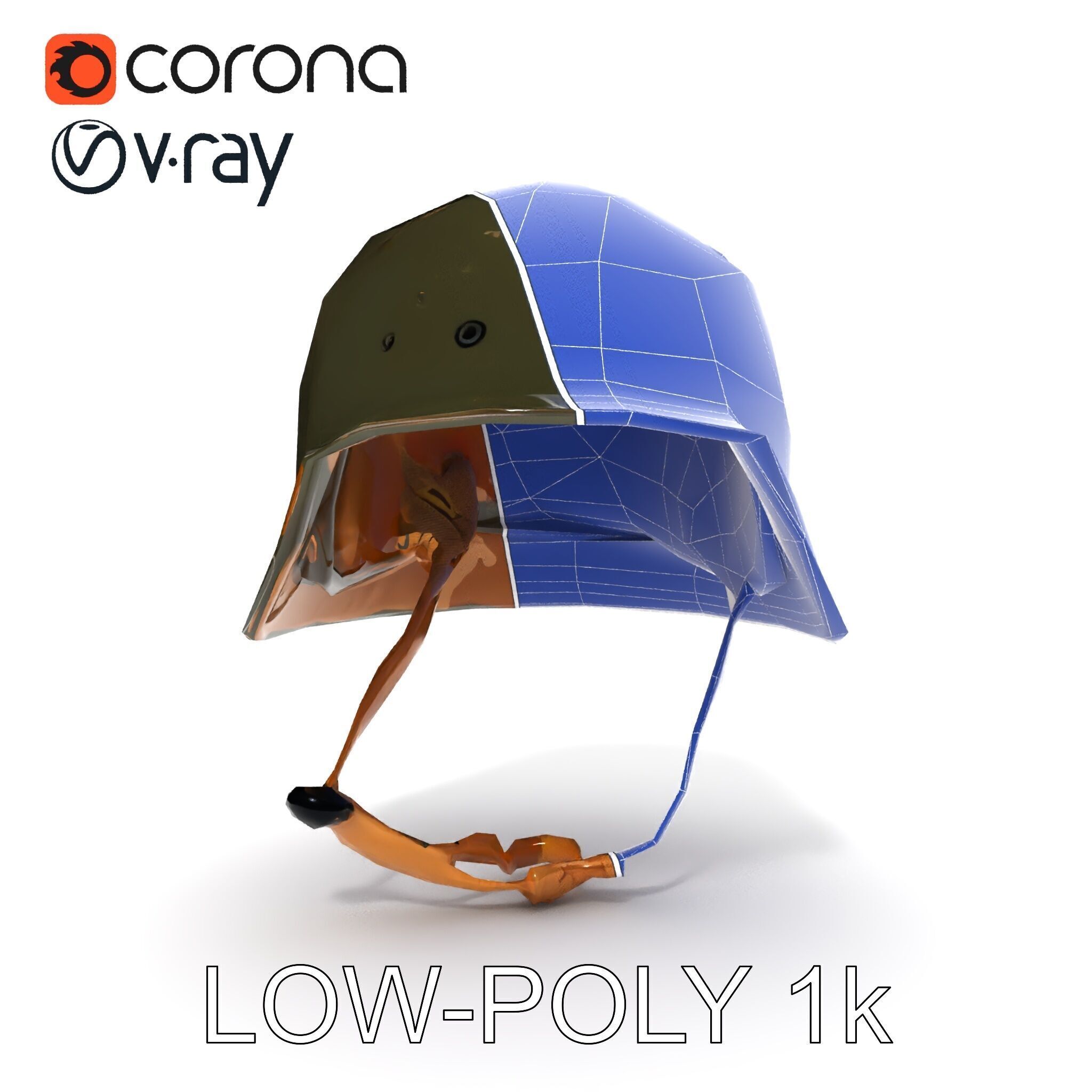 Military Helmet D Model Pack with Detailed Textures Low-poly 3D model_7
