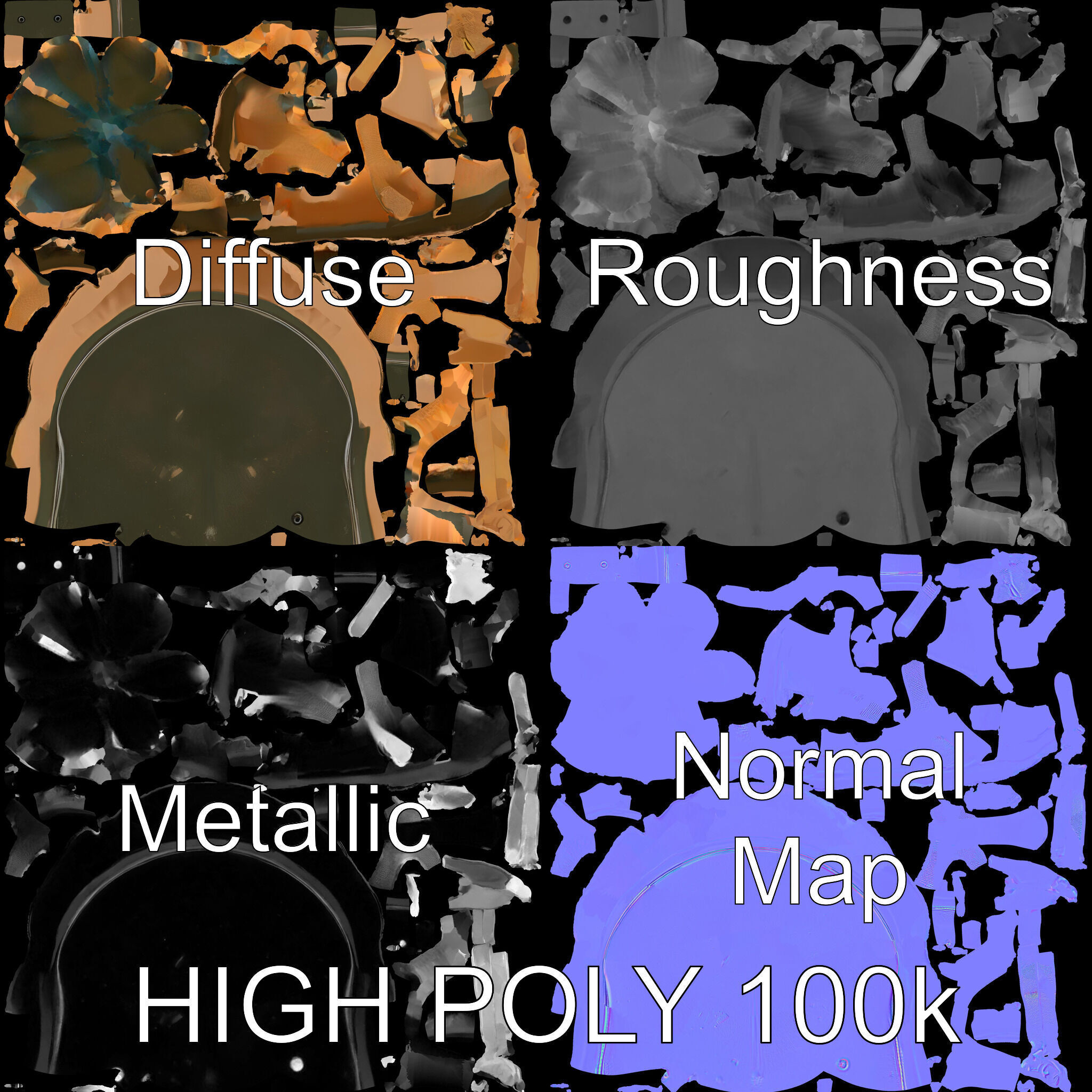 Military Helmet D Model Pack with Detailed Textures Low-poly 3D model_2