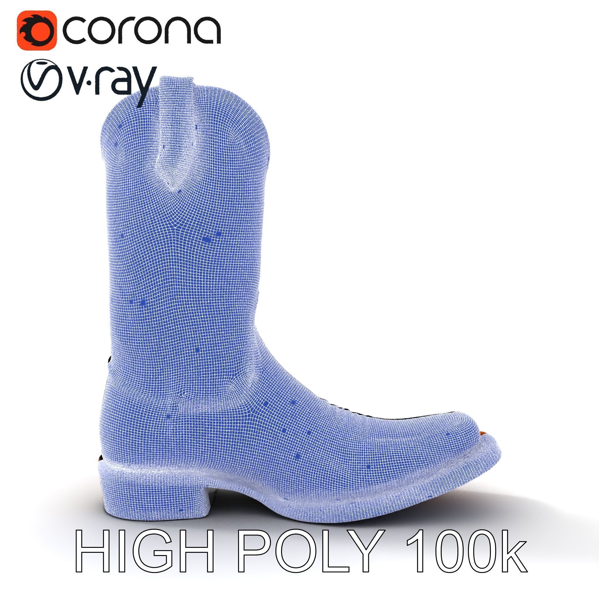 Decorative Cowboy Boot D Model Pack Low-poly 3D model_29