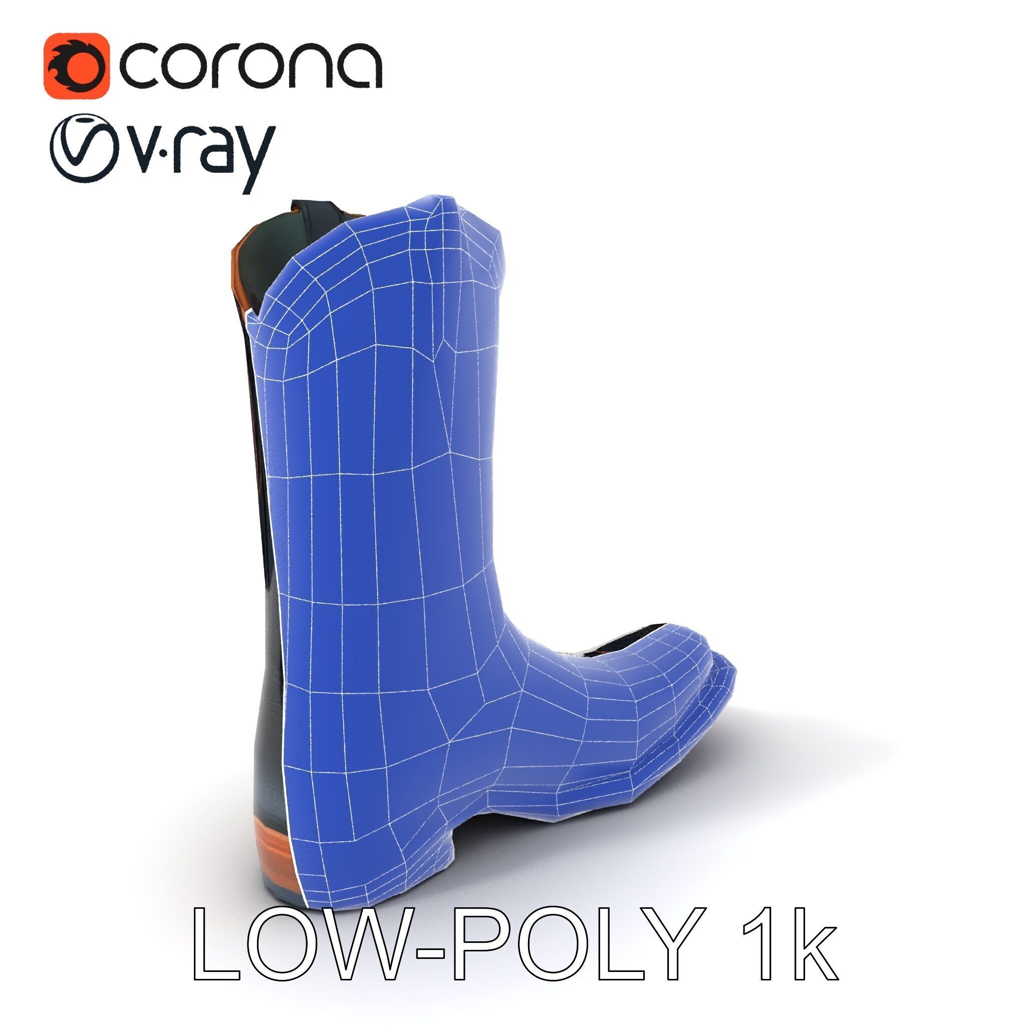 Decorative Cowboy Boot D Model Pack Low-poly 3D model_25
