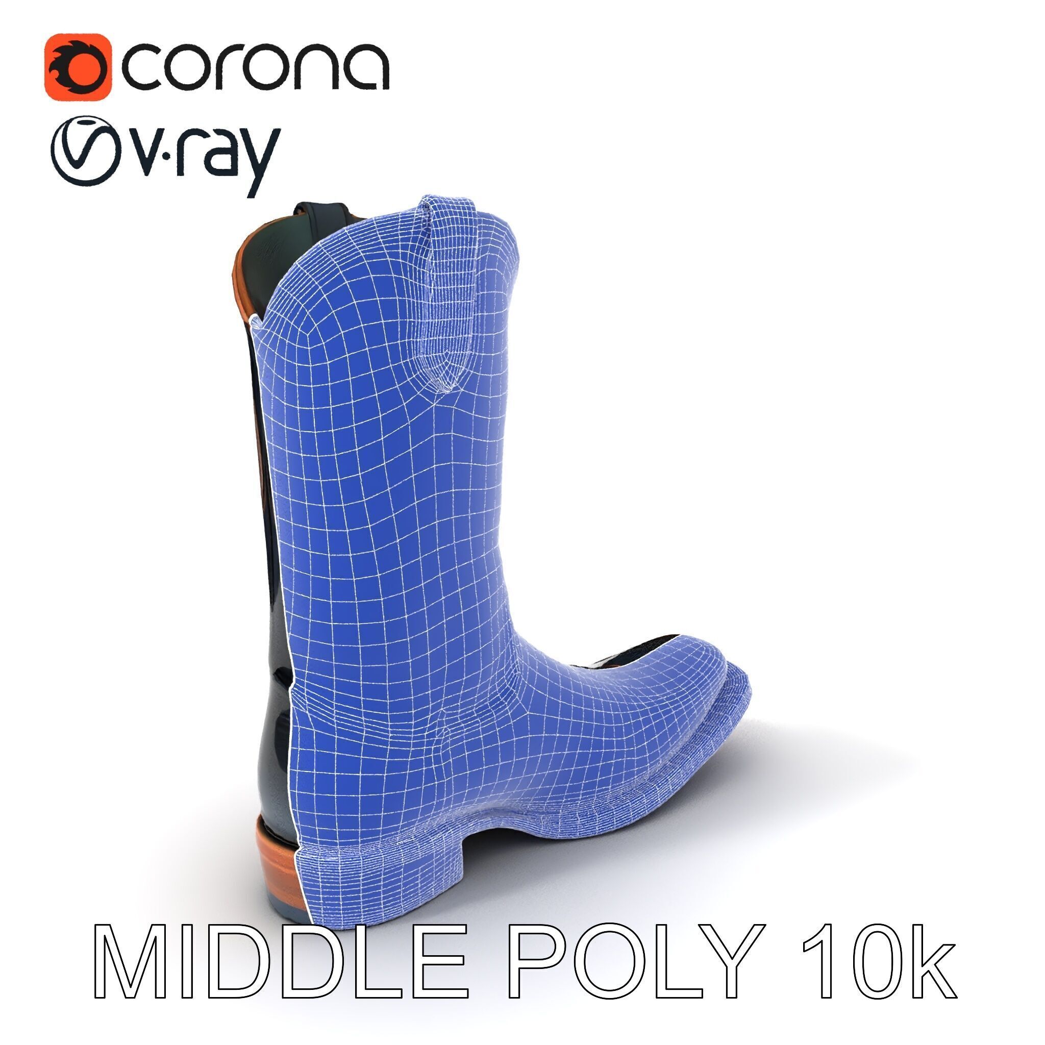 Decorative Cowboy Boot D Model Pack Low-poly 3D model_19