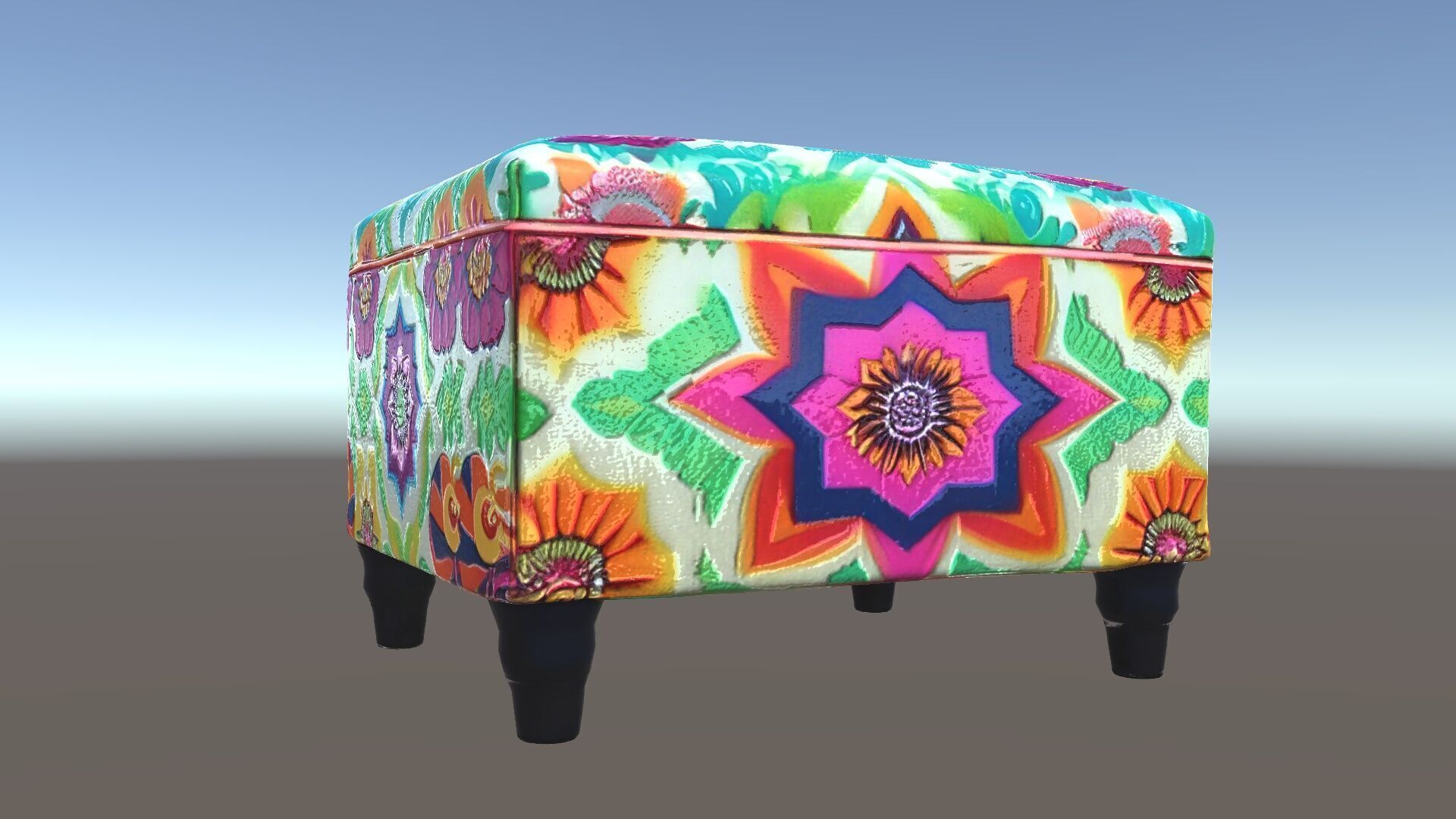 Colorful Ottoman with Floral Pattern model pack Low-poly 3D model_8
