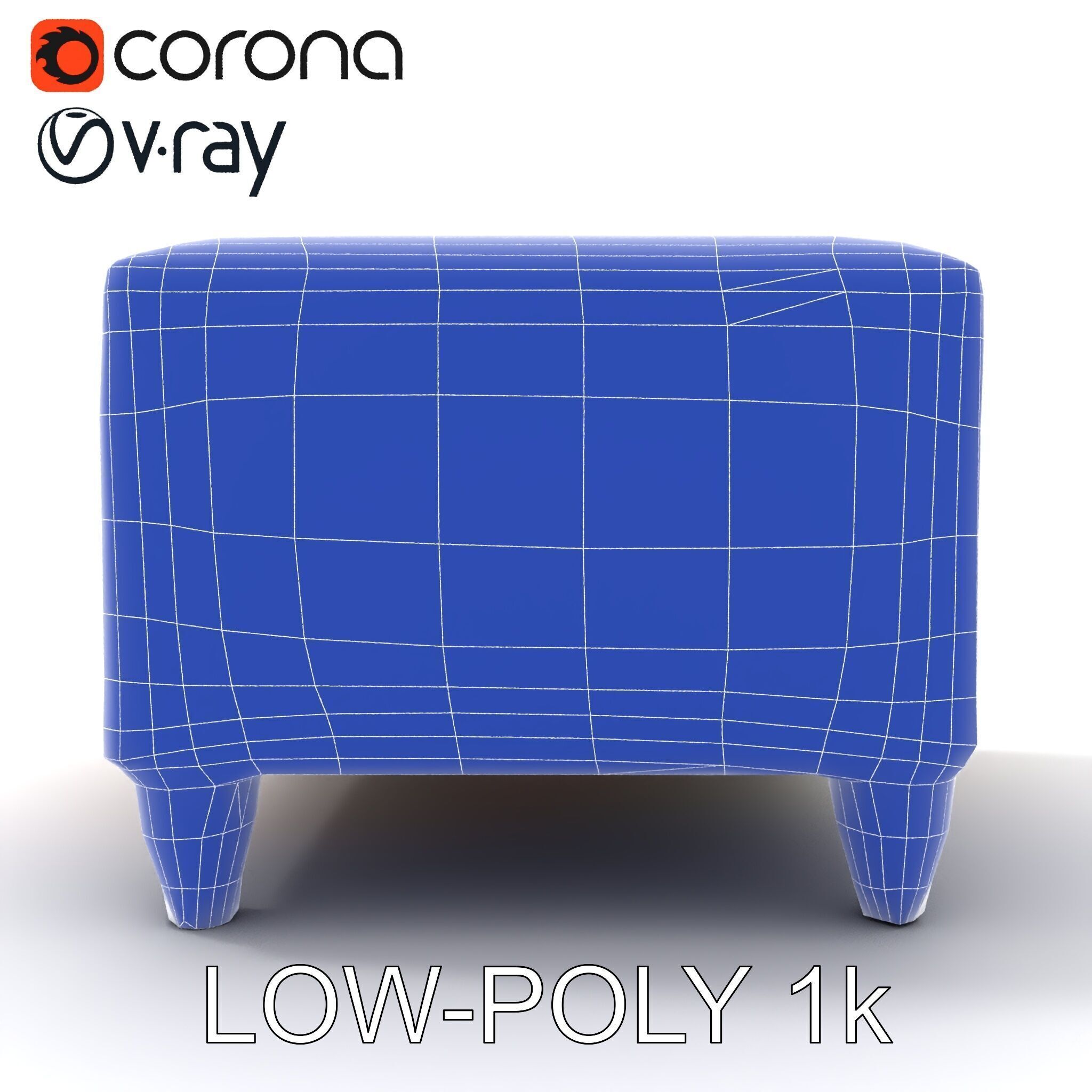 Colorful Ottoman with Floral Pattern model pack Low-poly 3D model_17