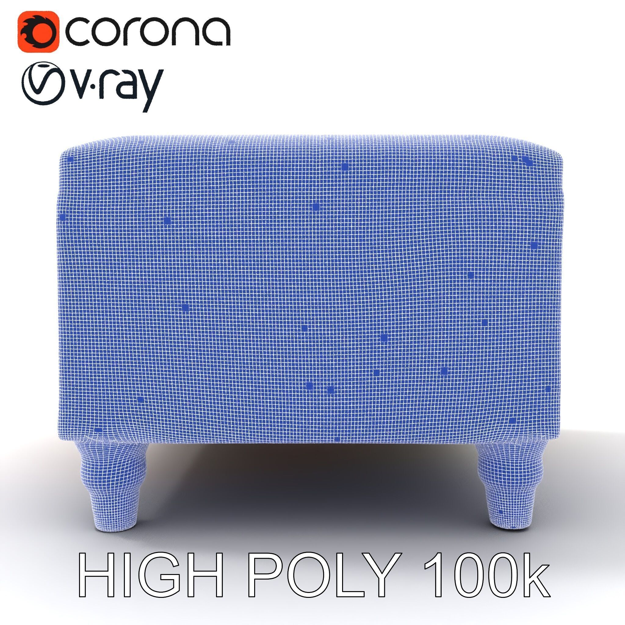 Colorful Ottoman with Floral Pattern model pack Low-poly 3D model_28