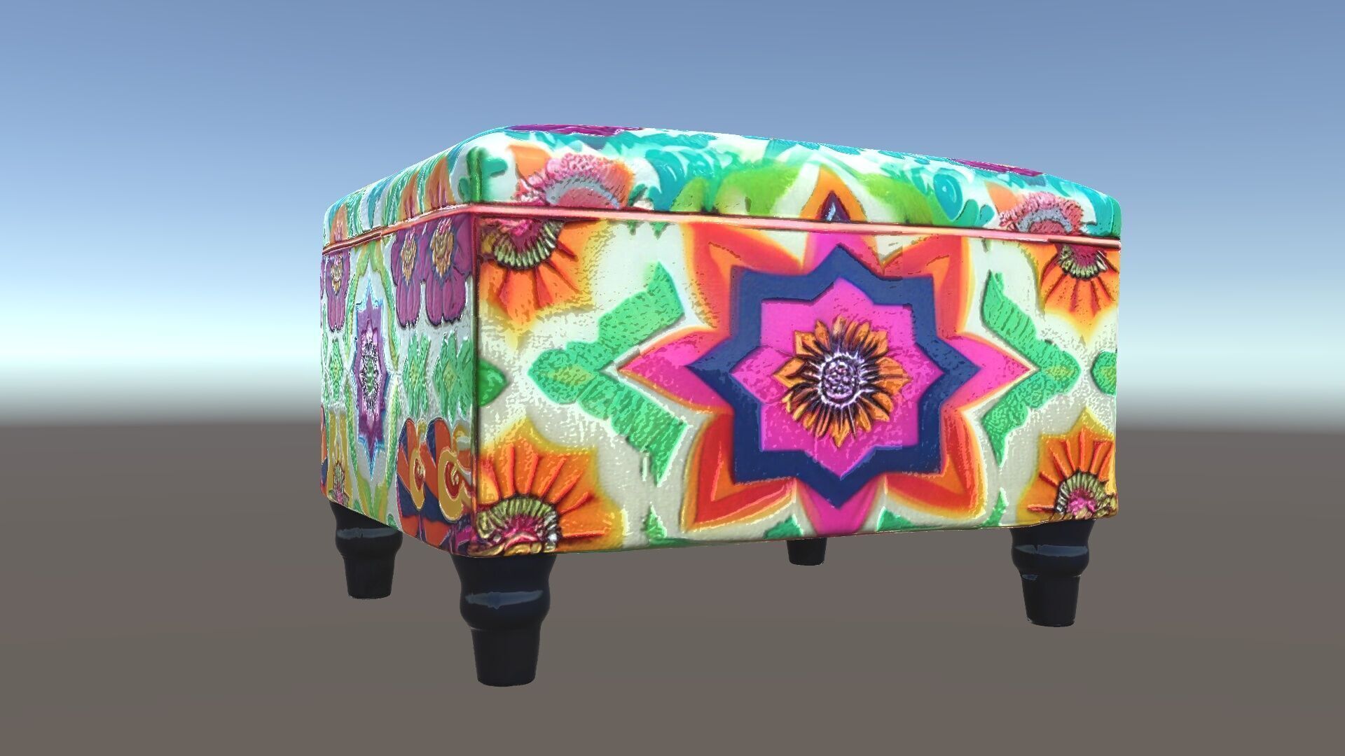 Colorful Ottoman with Floral Pattern model pack Low-poly 3D model_5
