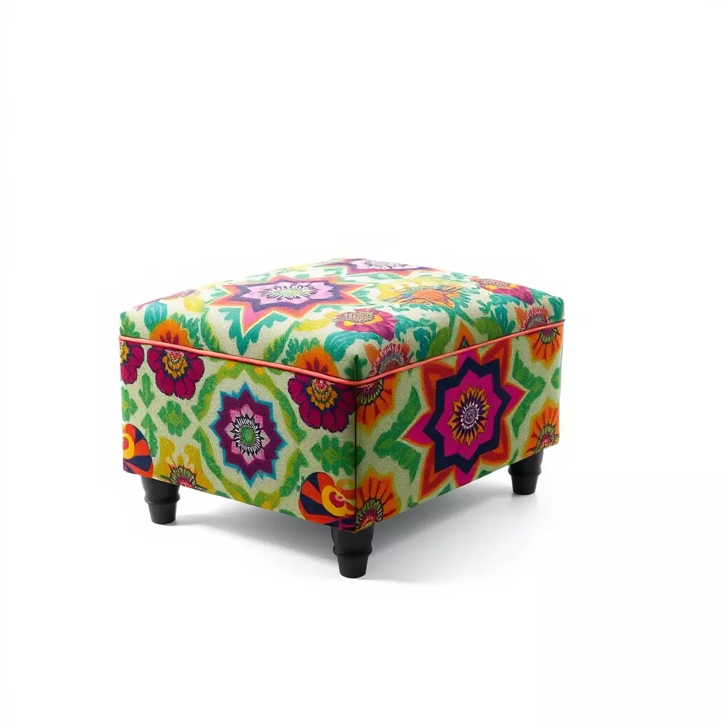 Colorful Ottoman with Floral Pattern model pack Low-poly 3D model_0