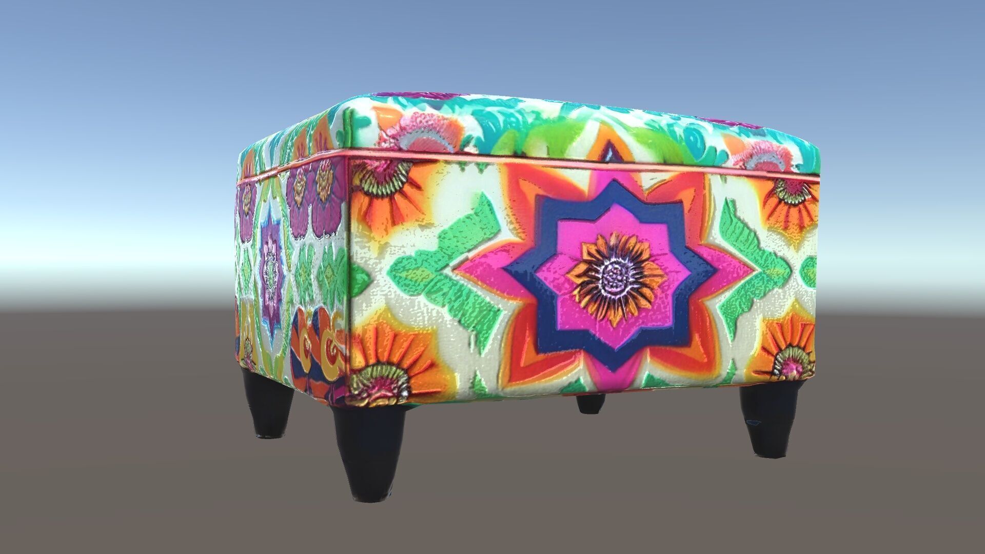 Colorful Ottoman with Floral Pattern model pack Low-poly 3D model_7