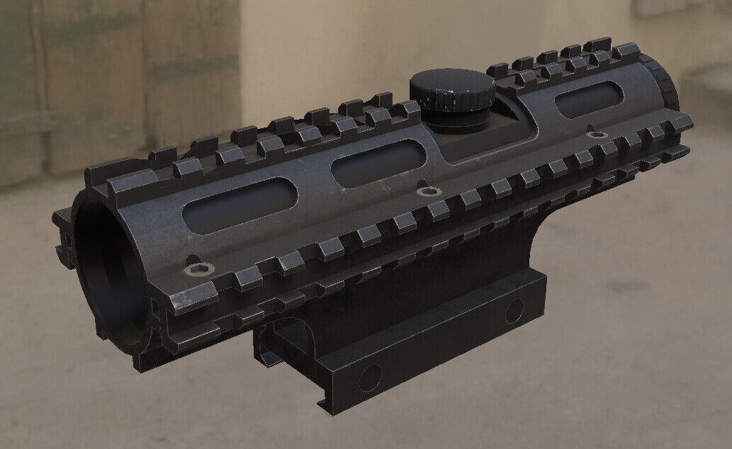 Sniper Scope 4x32 sight Low-poly 3D model_3