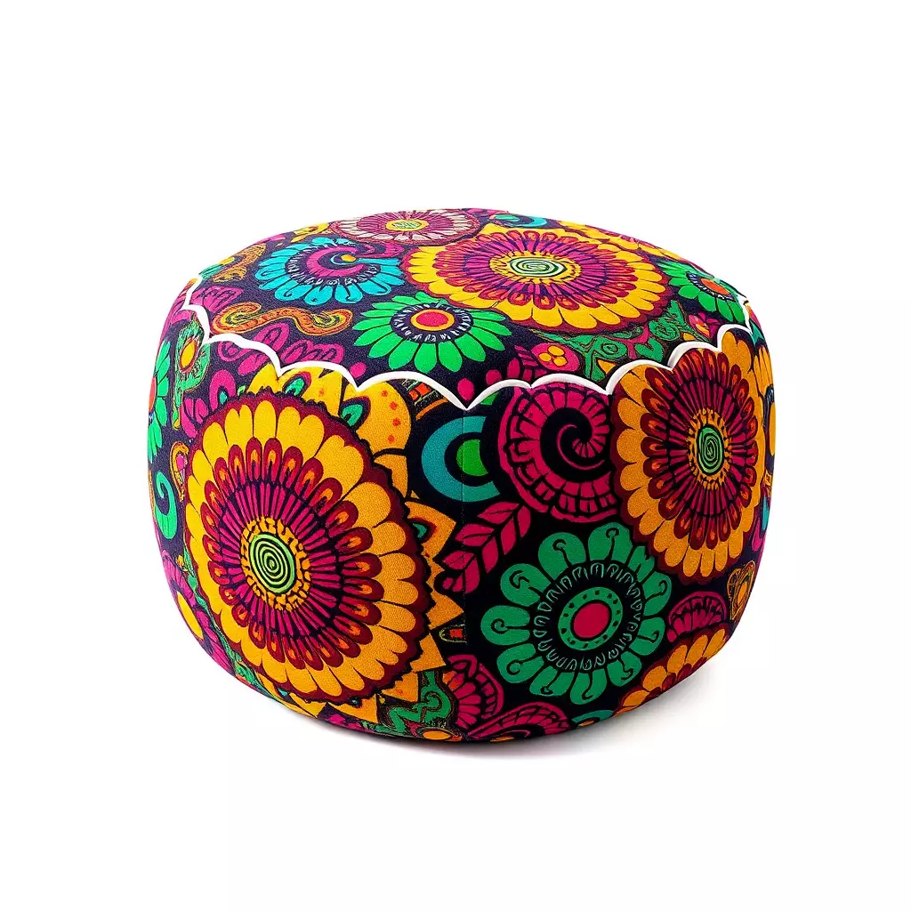 Colorful Patterned Pouf Model Pack Low-poly 3D model_0