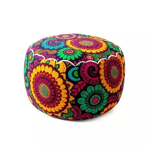 Colorful Patterned Pouf Model Pack Low-poly 3D model